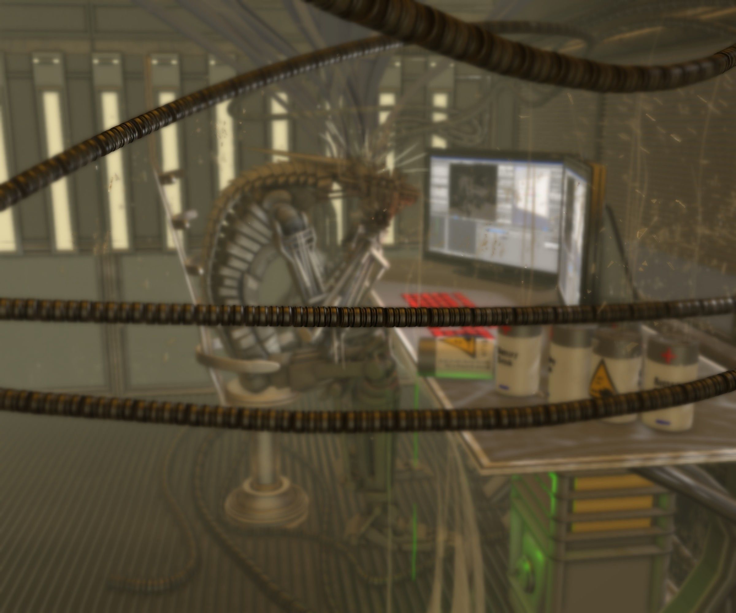 24h-burnoutbot man at desk in futuristic office Free 3D model_65