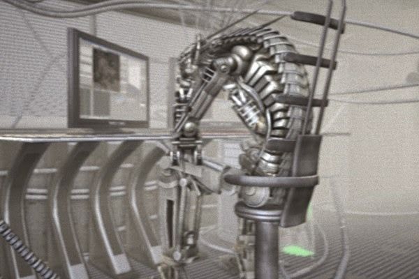 24h-burnoutbot man at desk in futuristic office Free 3D model_5