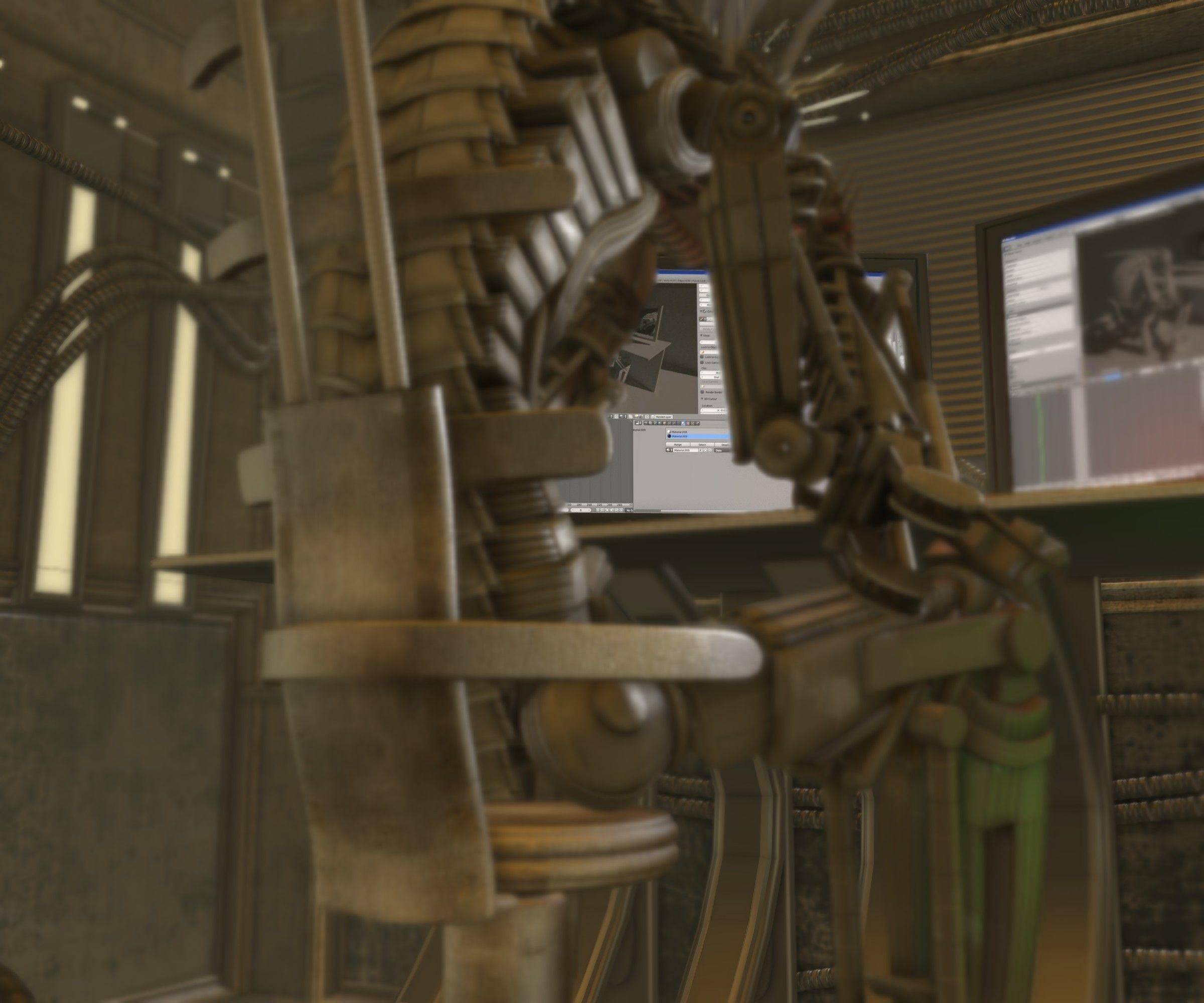 24h-burnoutbot man at desk in futuristic office Free 3D model_15