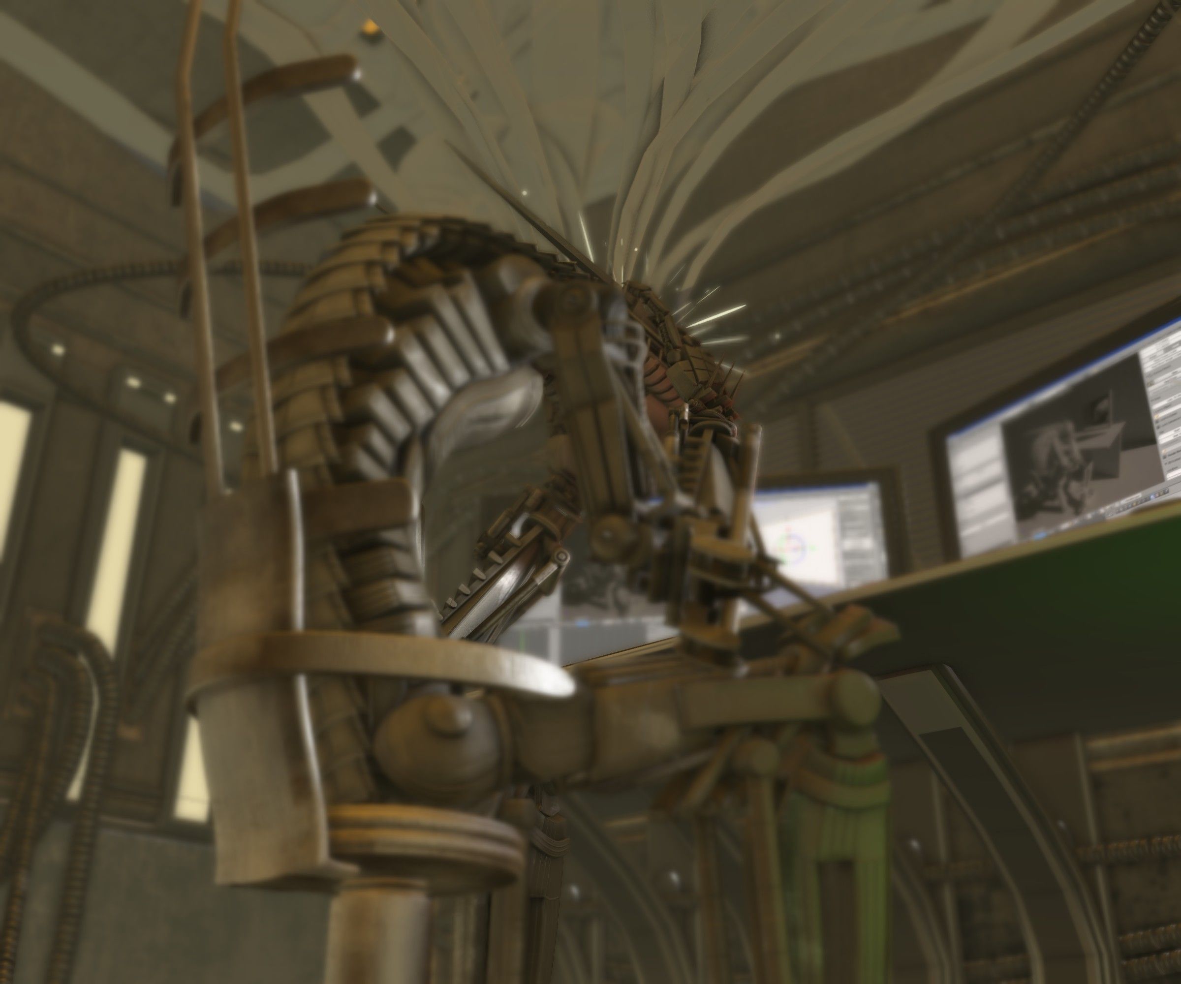 24h-burnoutbot man at desk in futuristic office Free 3D model_43