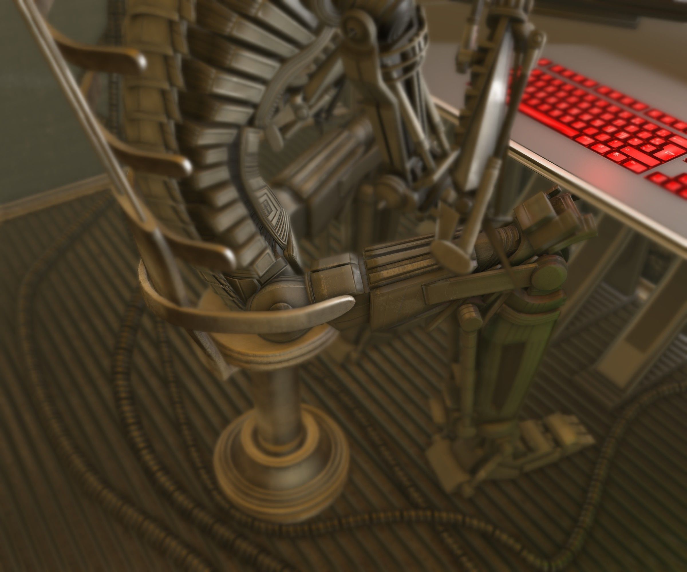 24h-burnoutbot man at desk in futuristic office Free 3D model_23