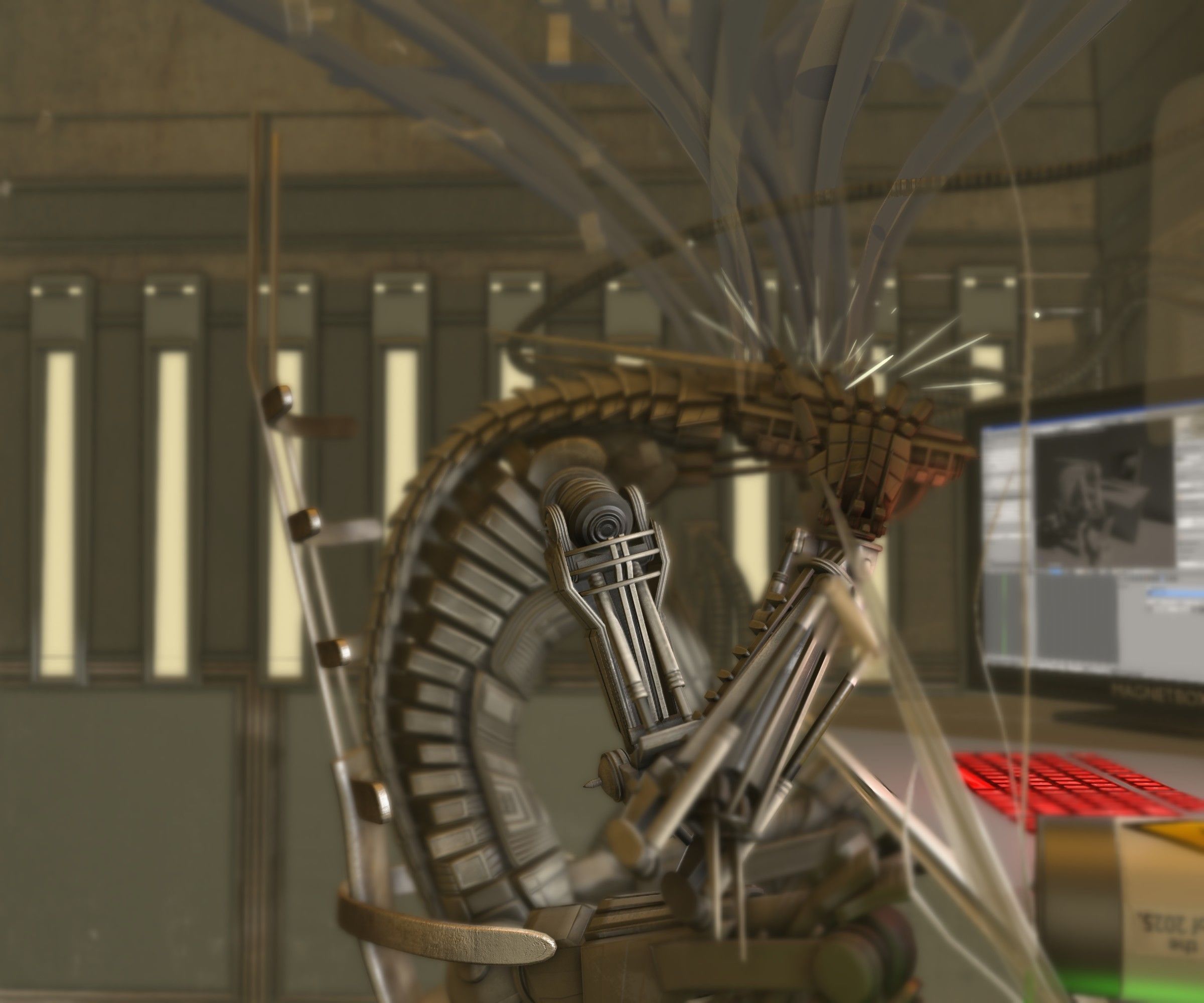 24h-burnoutbot man at desk in futuristic office Free 3D model_52