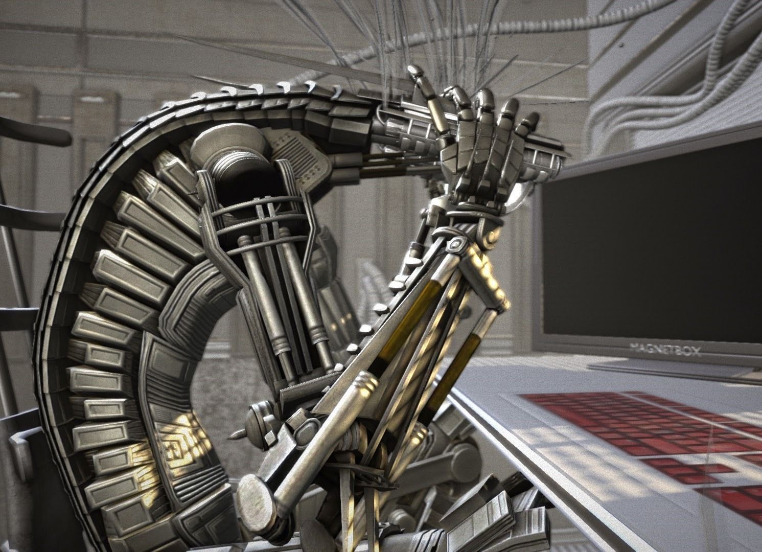 24h-burnoutbot man at desk in futuristic office Free 3D model_20