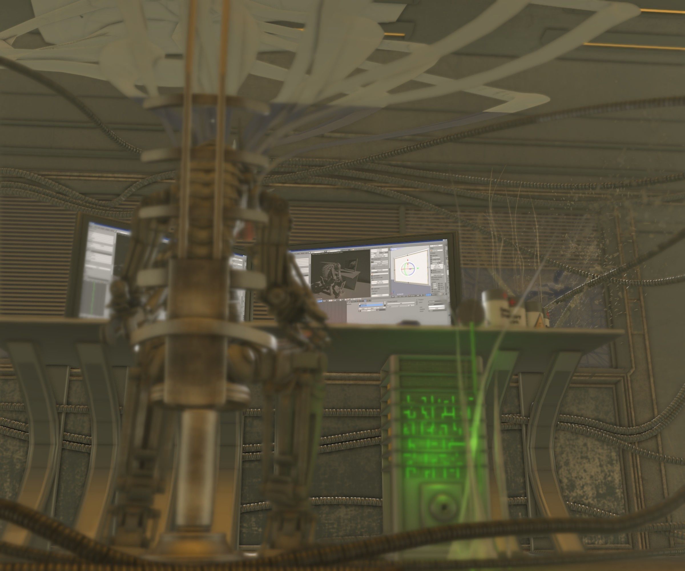 24h-burnoutbot man at desk in futuristic office Free 3D model_38