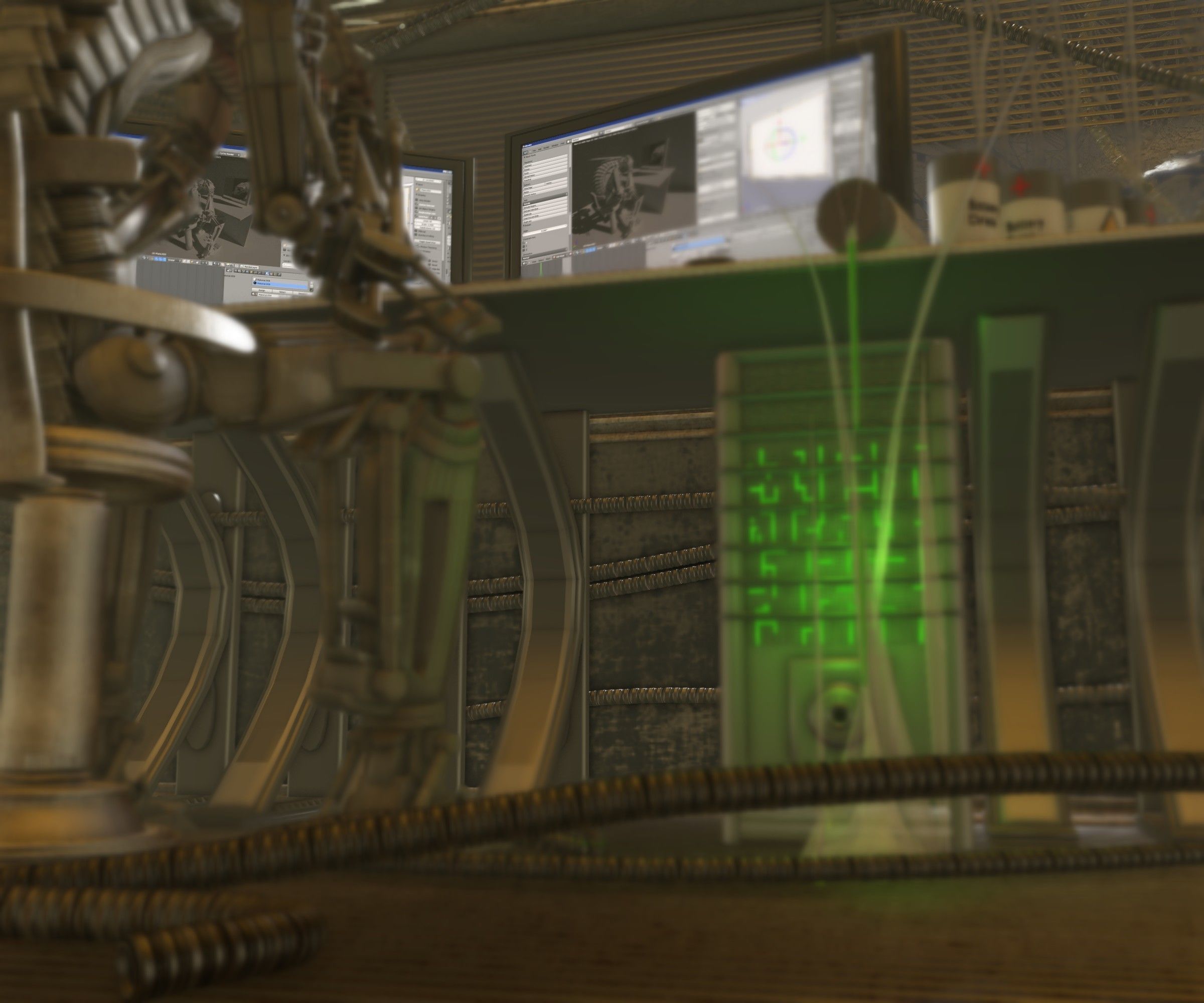 24h-burnoutbot man at desk in futuristic office Free 3D model_44