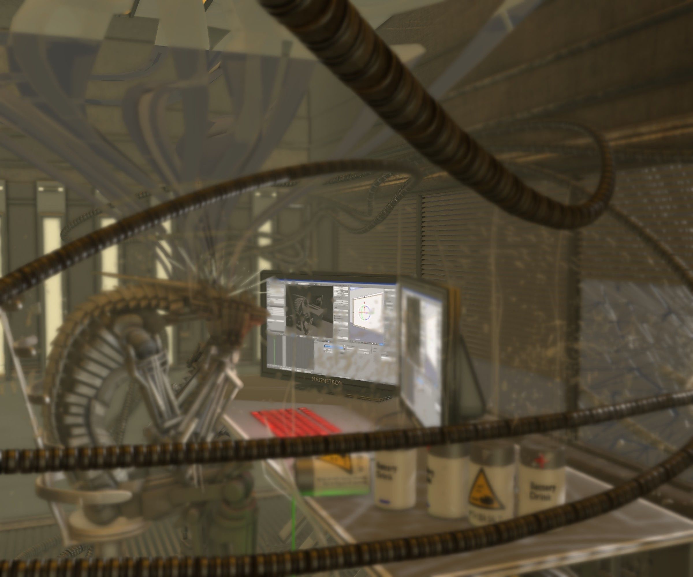 24h-burnoutbot man at desk in futuristic office Free 3D model_63