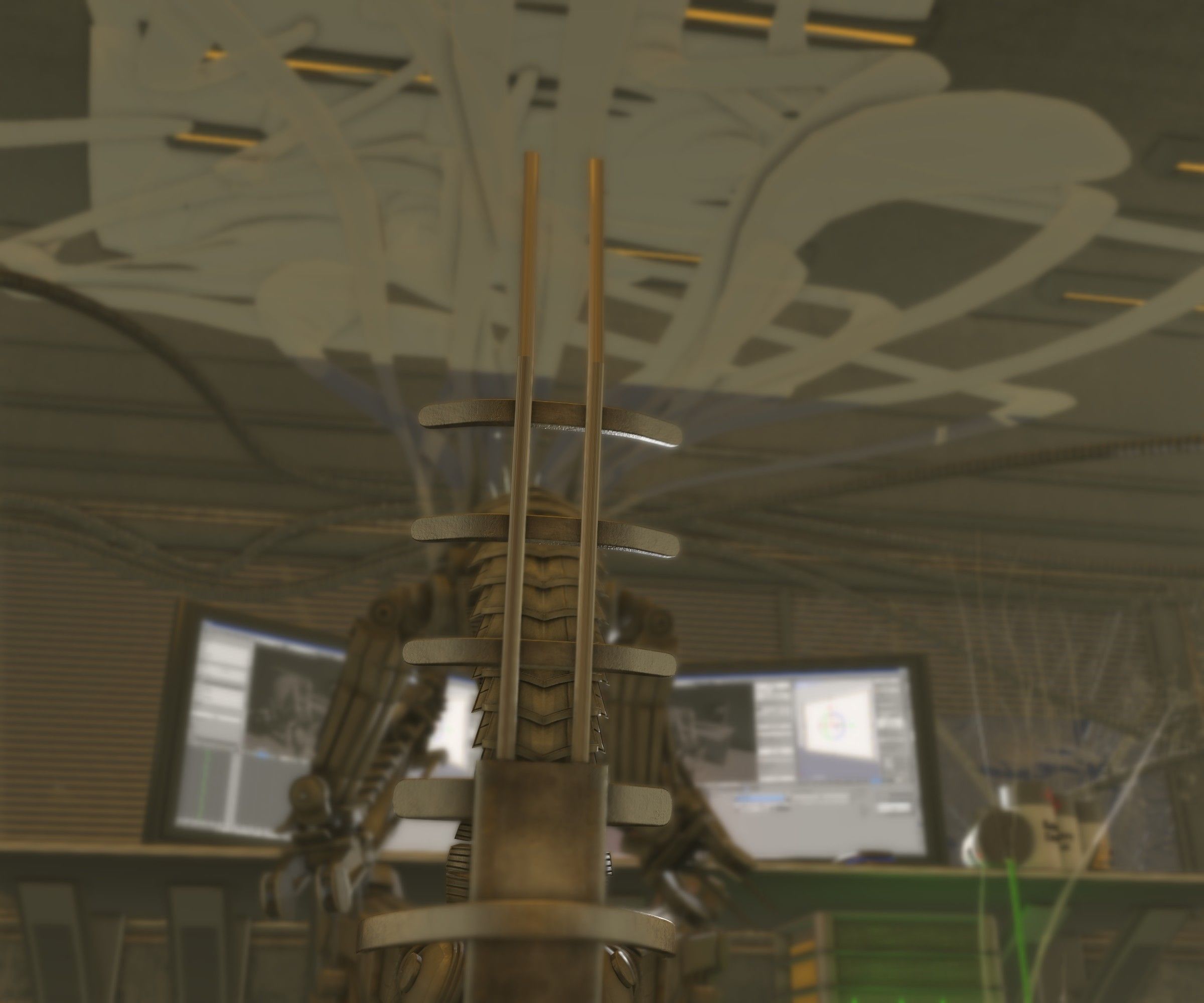 24h-burnoutbot man at desk in futuristic office Free 3D model_33