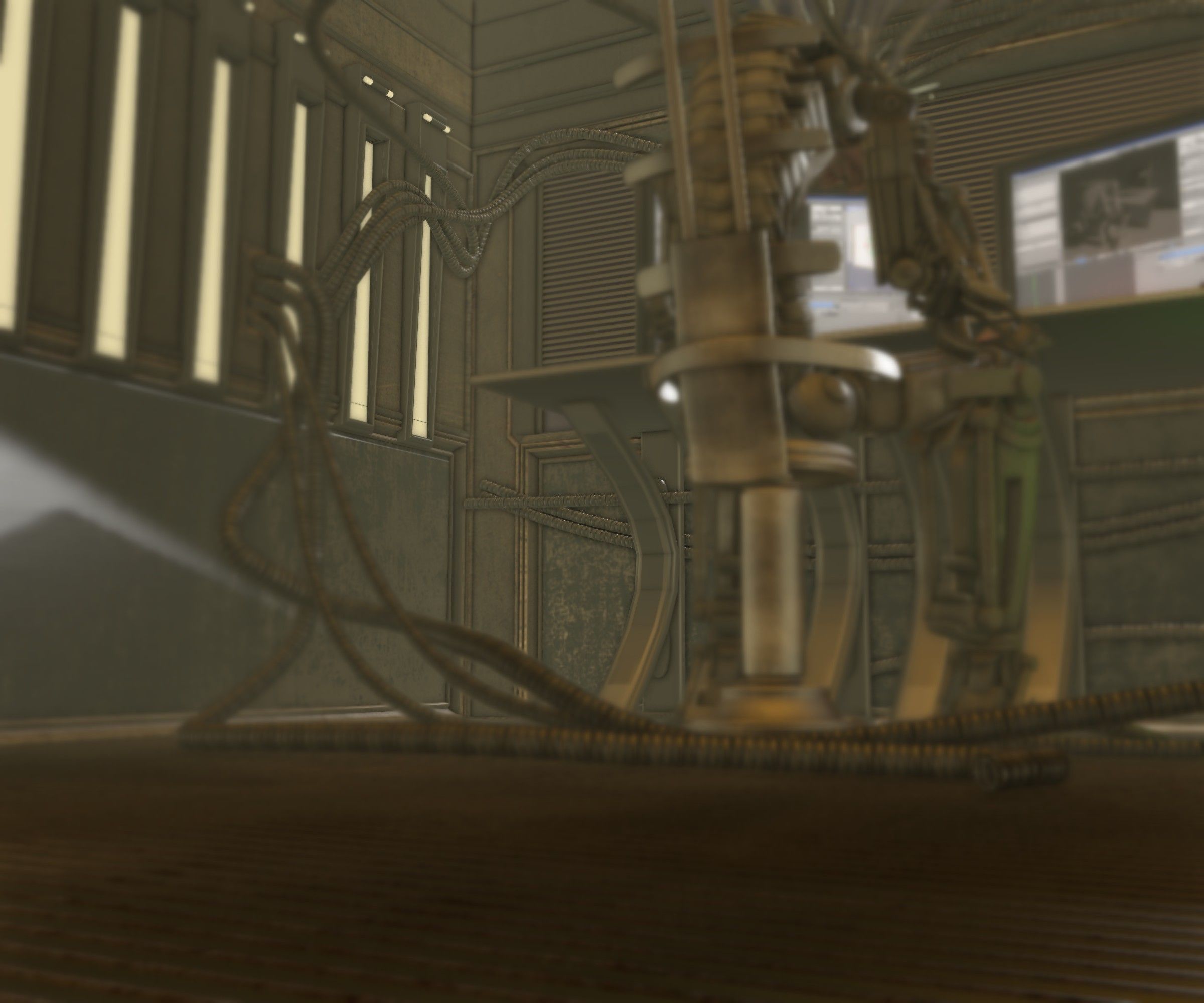 24h-burnoutbot man at desk in futuristic office Free 3D model_41