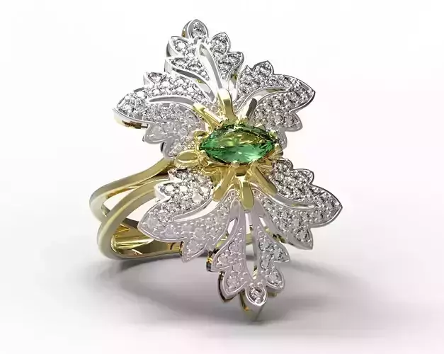 Ring emerald and diamond