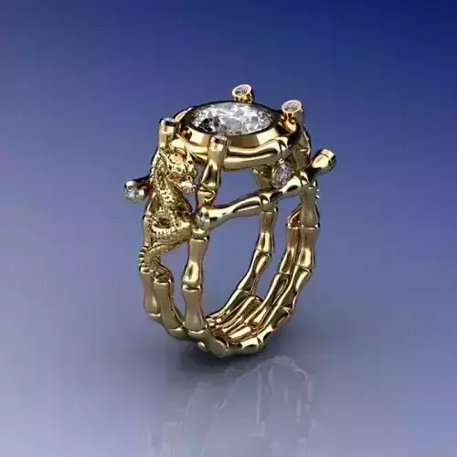 Bamboo Ring with Dragon  3D print model