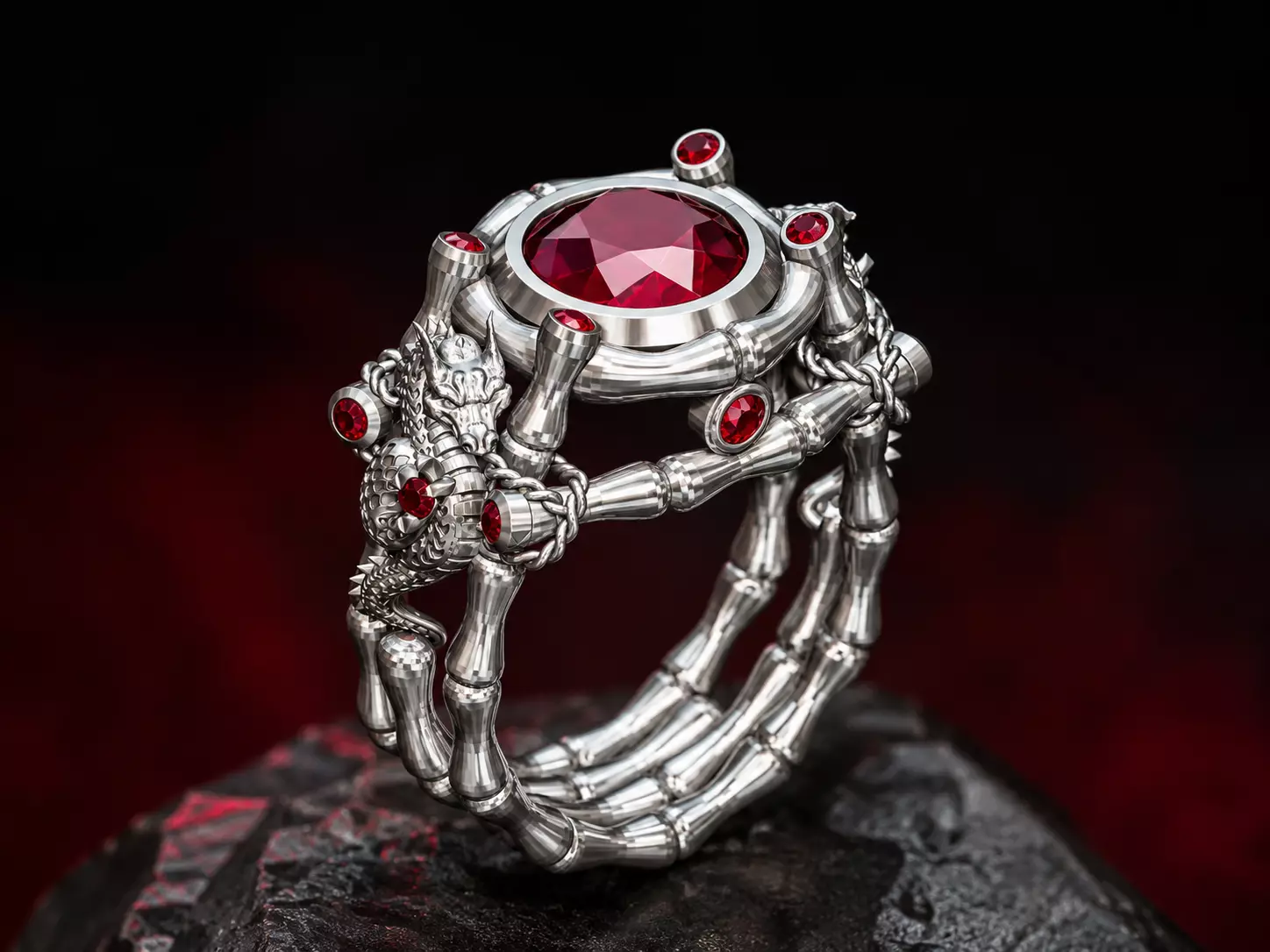 Bamboo Ring with Dragon 3D print model