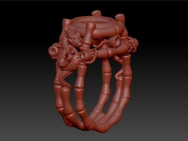 Bamboo Ring with Dragon  3D print model_8