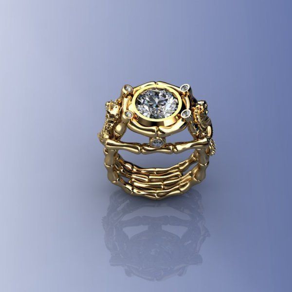 Bamboo Ring with Dragon  3D print model_4