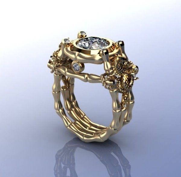 Bamboo Ring with Dragon  3D print model_1