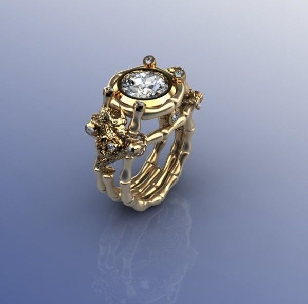 Bamboo Ring with Dragon  3D print model_5