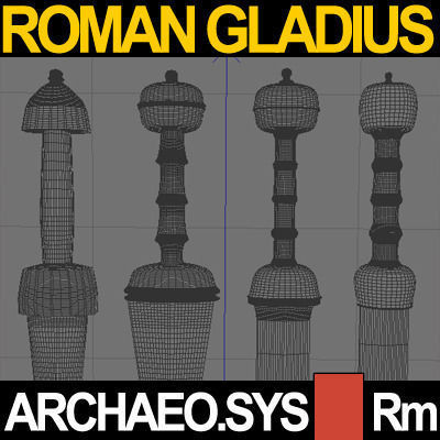 Roman Gladius Sword Set A 3D model_3