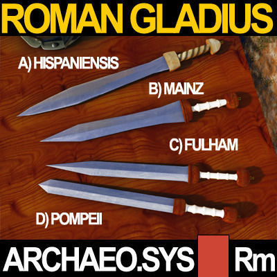 Roman Gladius Sword Set A 3D model_5