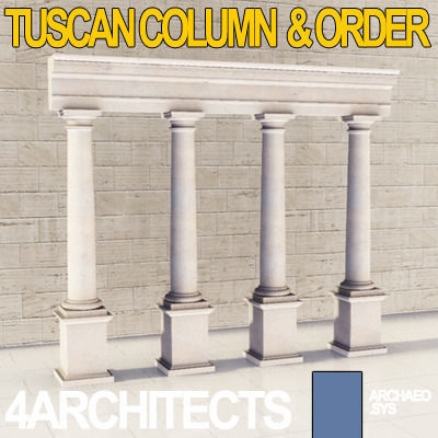Tuscan Column Order Entablature 3D model_11