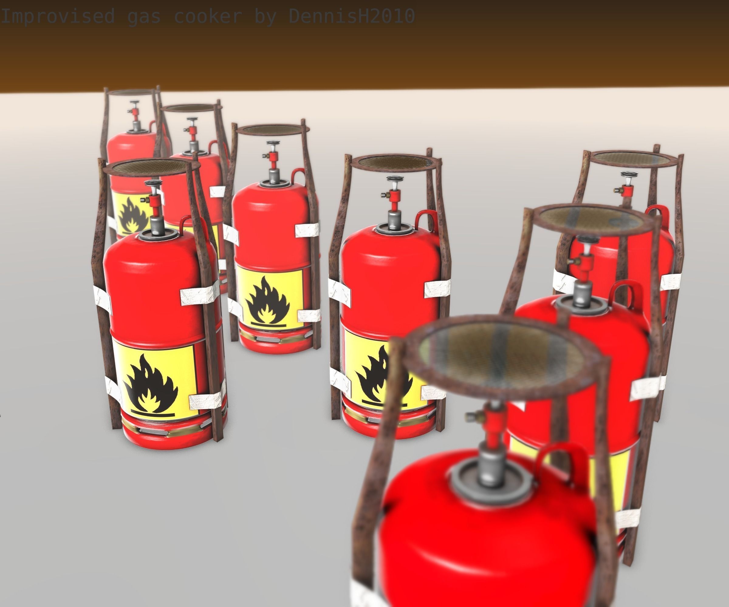 Improvised gas cooker Free low-poly 3D model_32