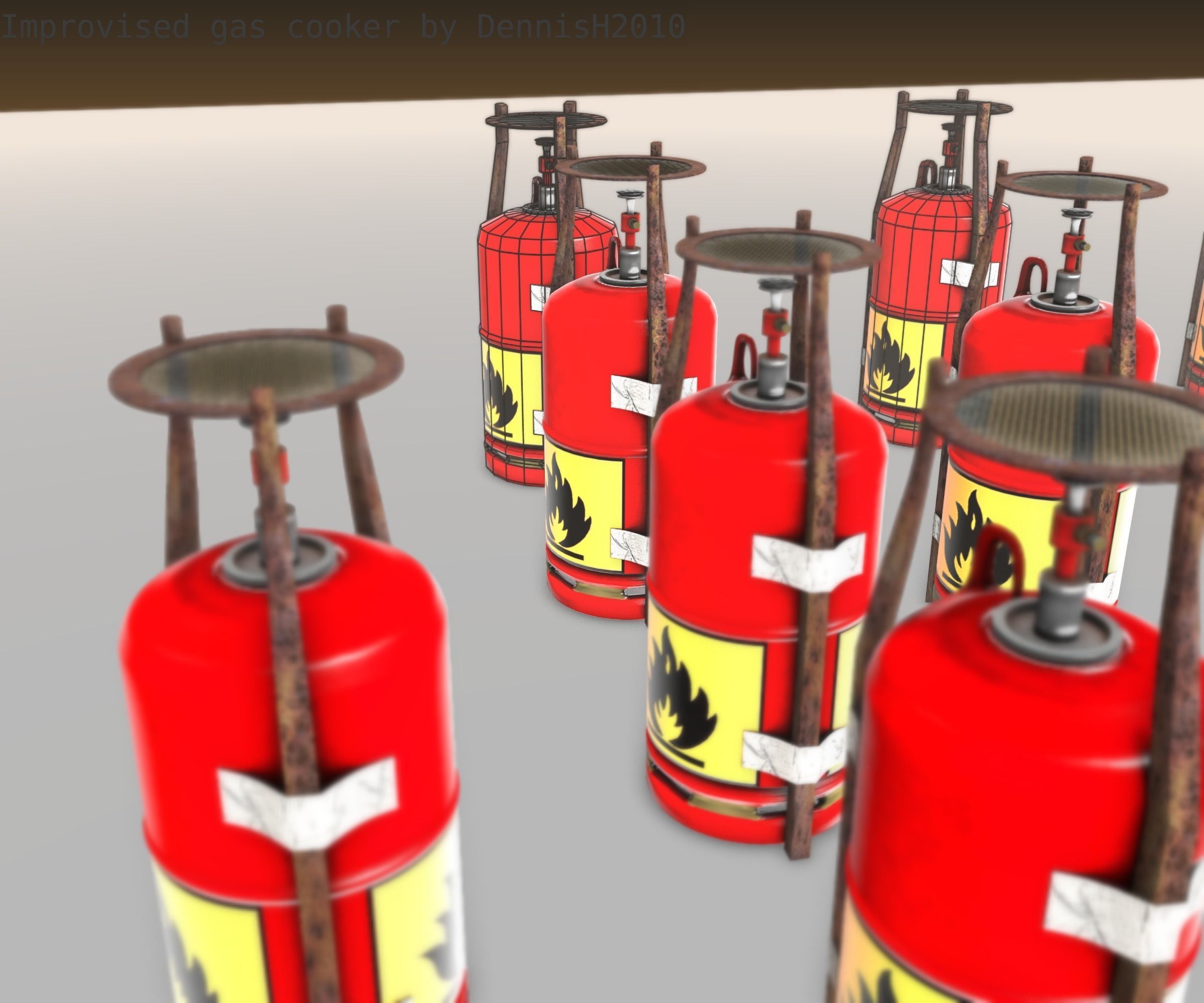 Improvised gas cooker Free low-poly 3D model_44