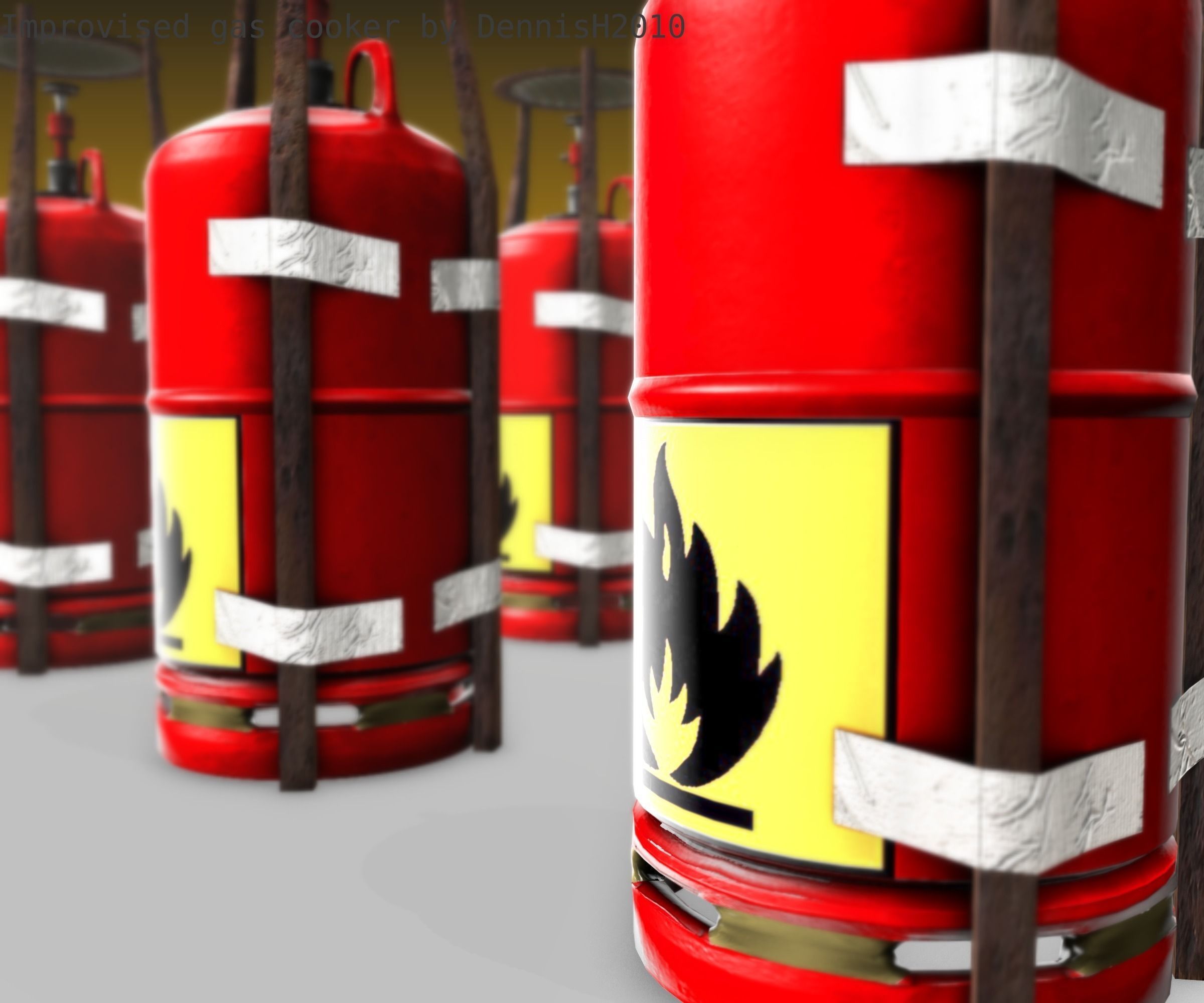 Improvised gas cooker Free low-poly 3D model_36
