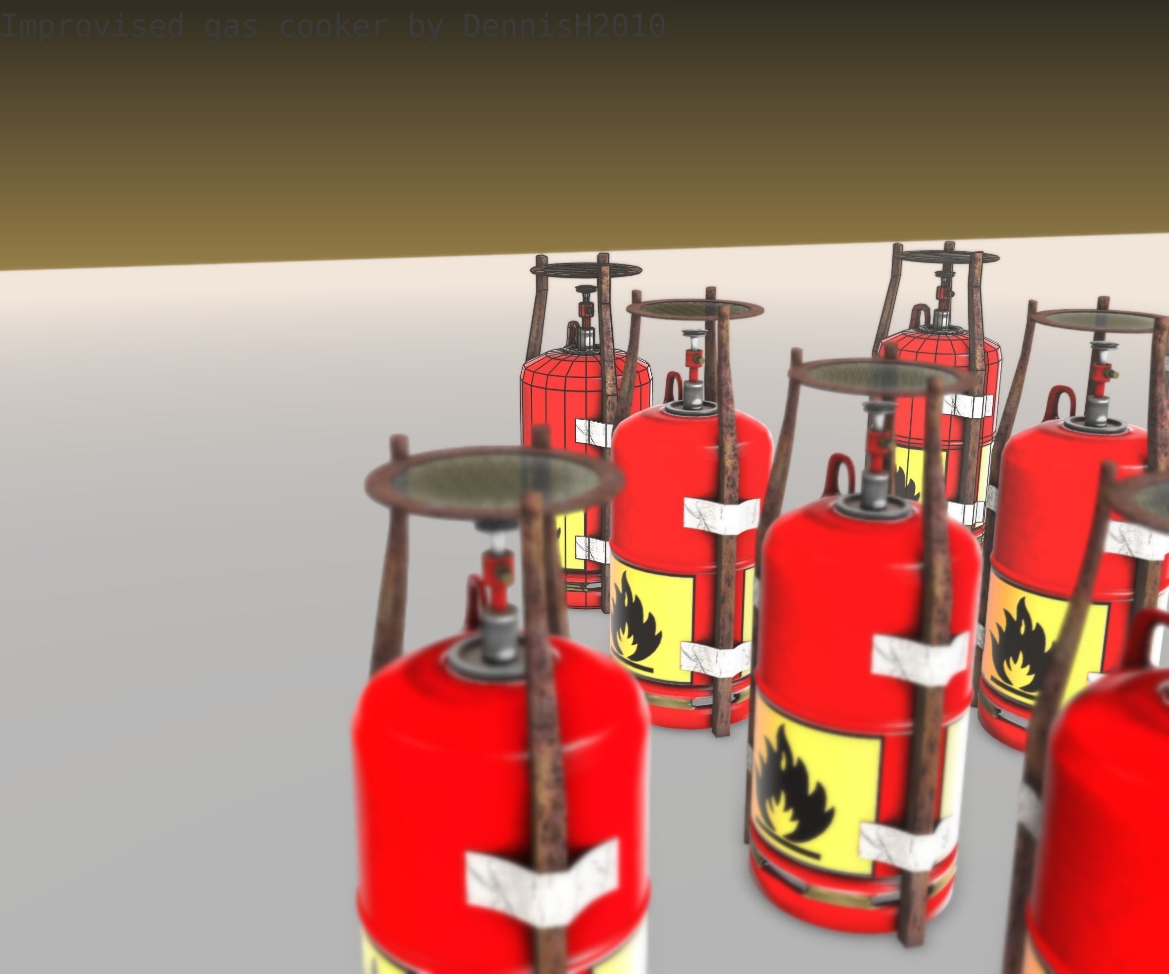 Improvised gas cooker Free low-poly 3D model_47