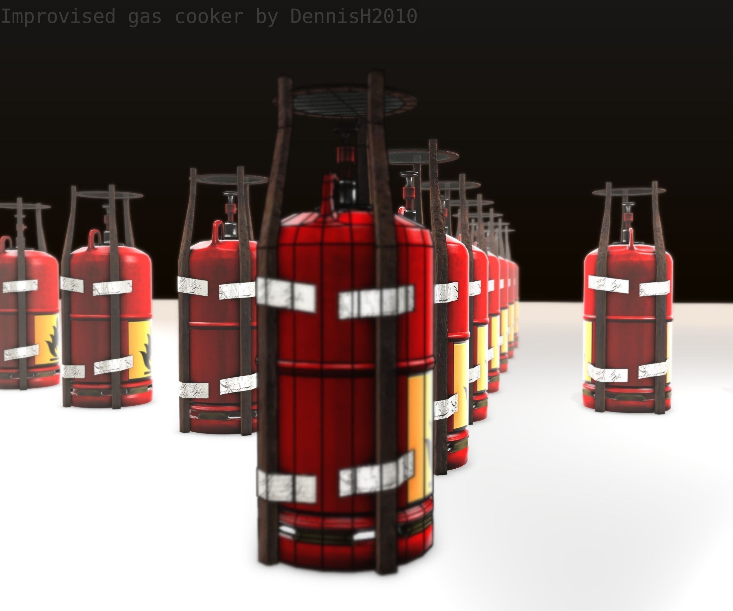 Improvised gas cooker Free low-poly 3D model_29