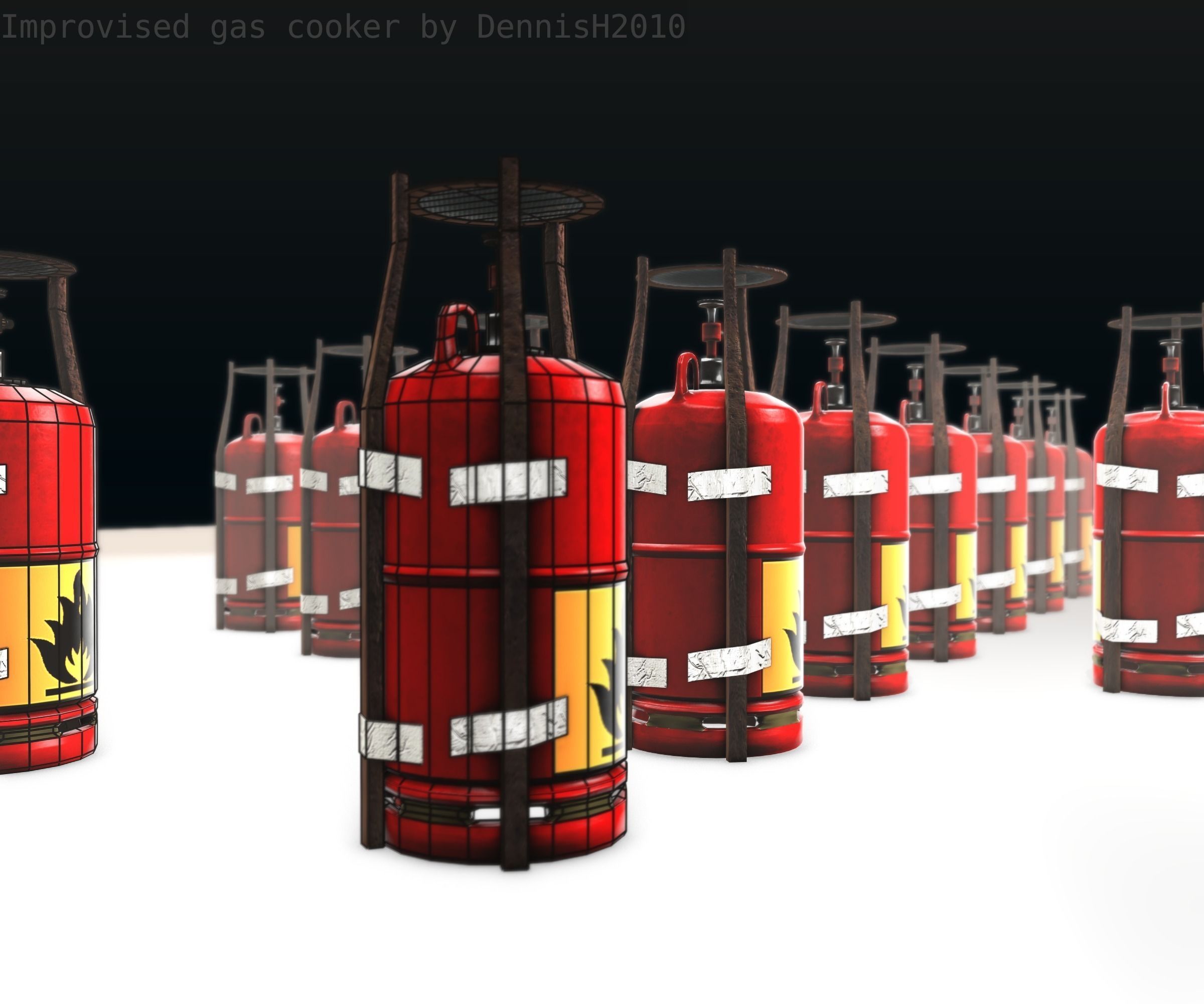 Improvised gas cooker Free low-poly 3D model_38