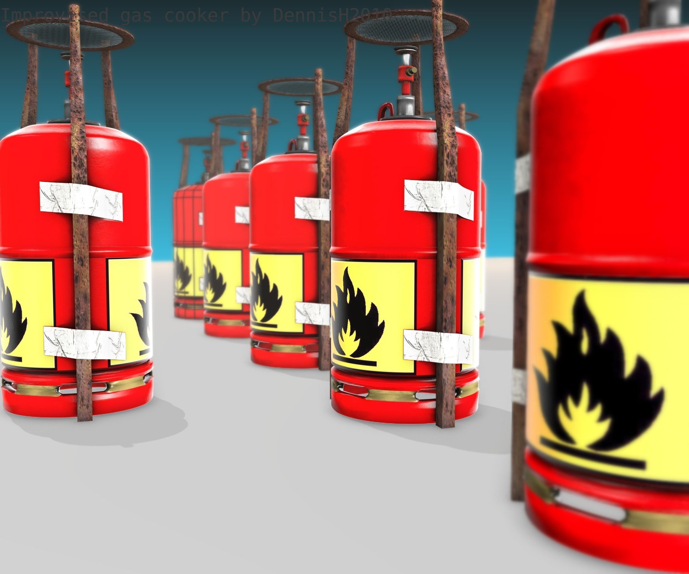 Improvised gas cooker Free low-poly 3D model_41