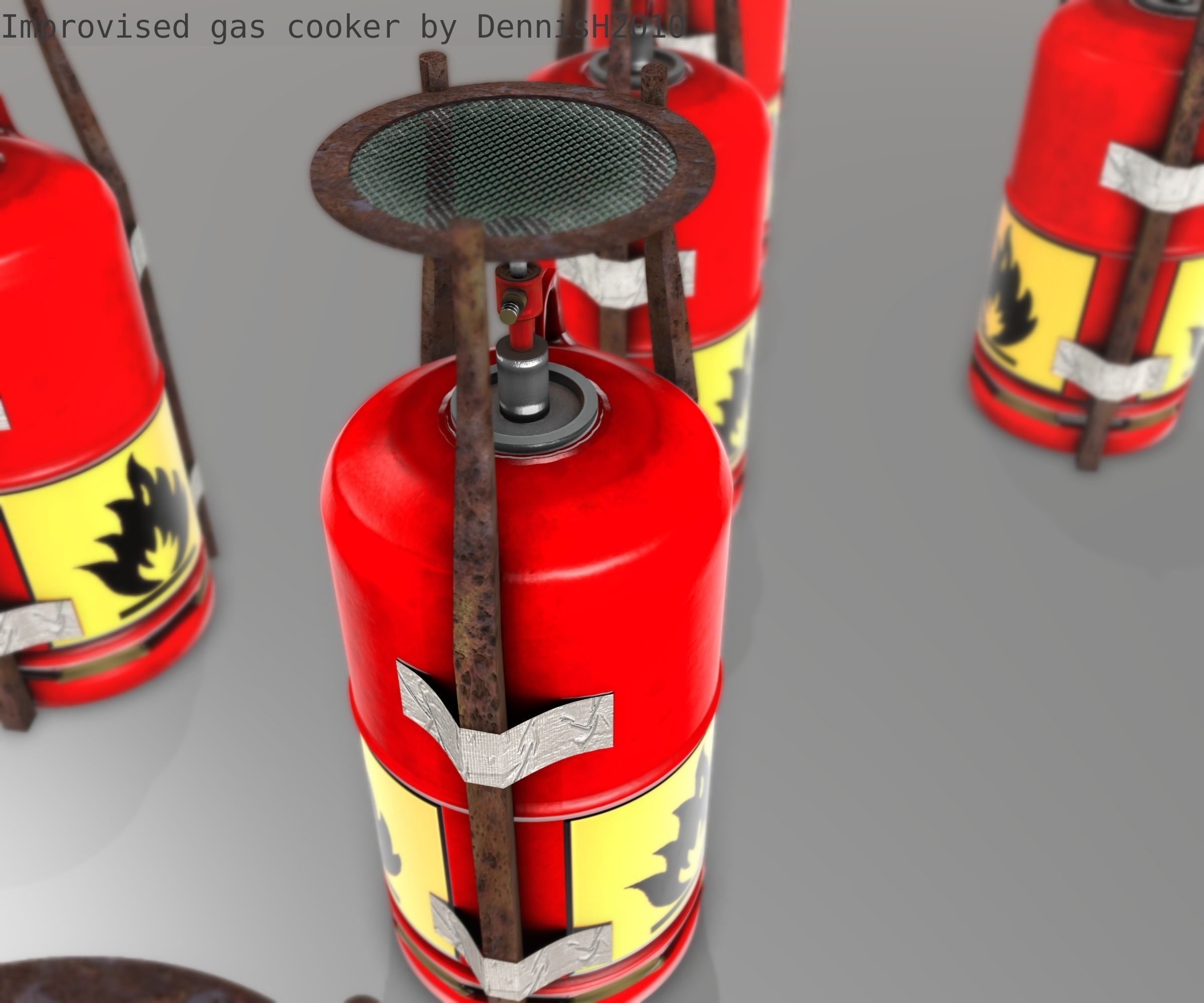 Improvised gas cooker Free low-poly 3D model_48