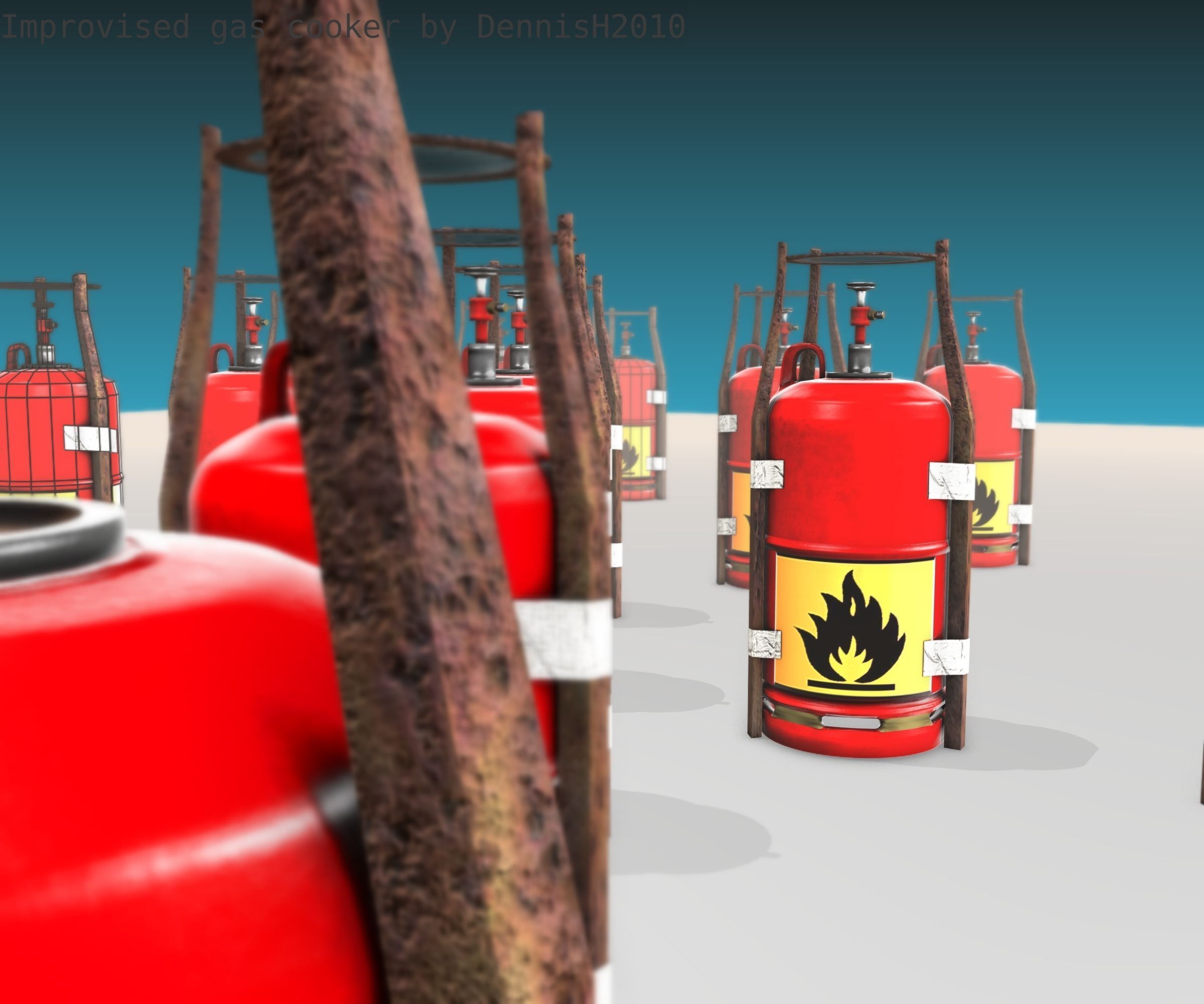 Improvised gas cooker Free low-poly 3D model_103