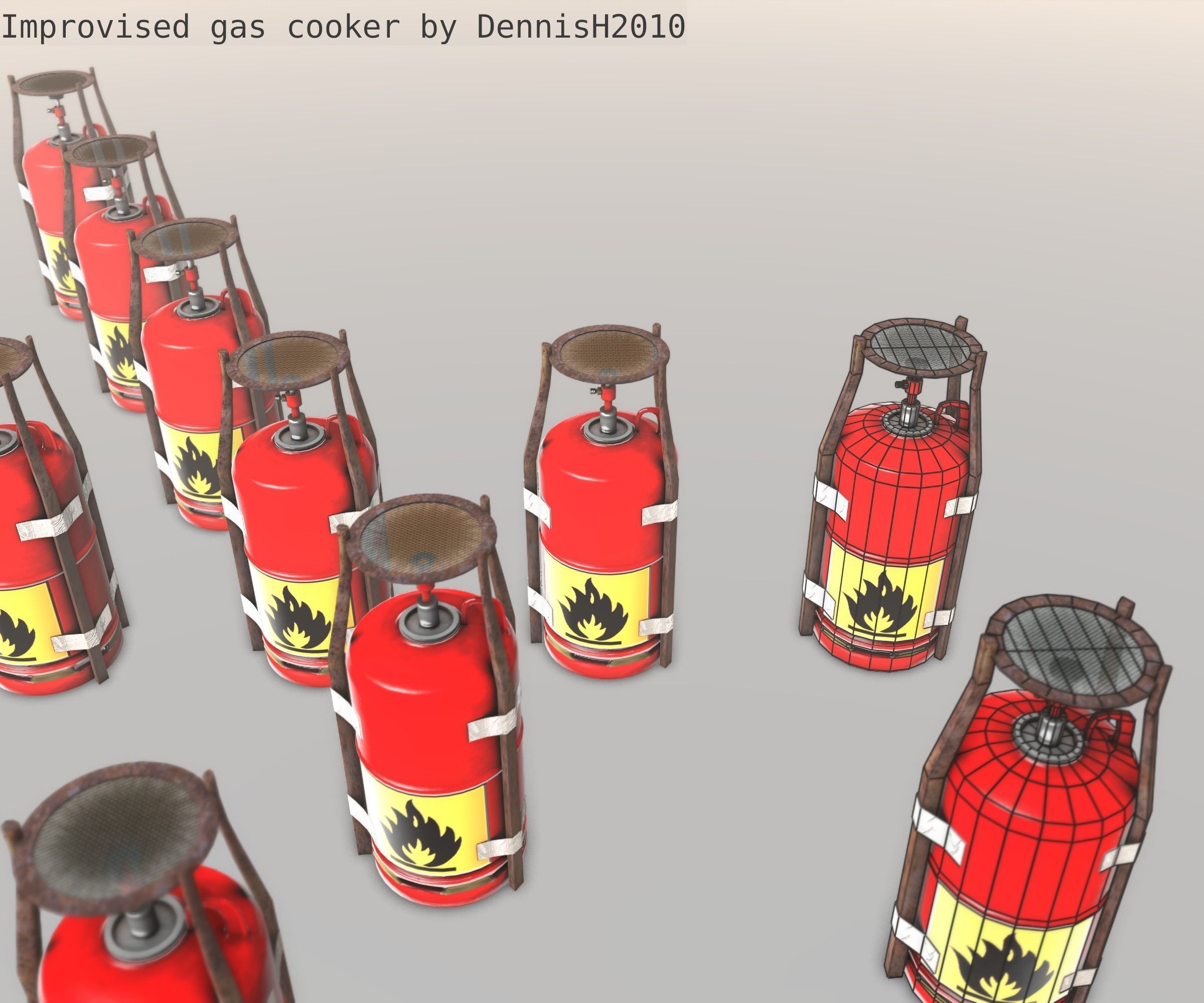 Improvised gas cooker Free low-poly 3D model_42