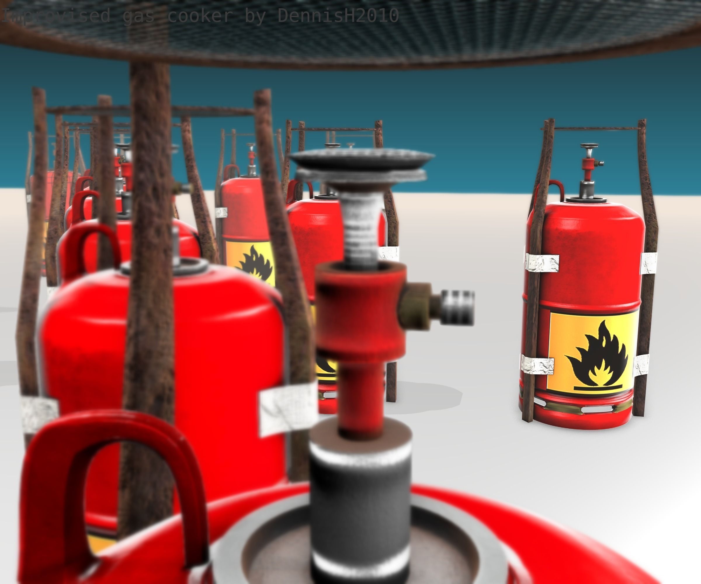 Improvised gas cooker Free low-poly 3D model_24