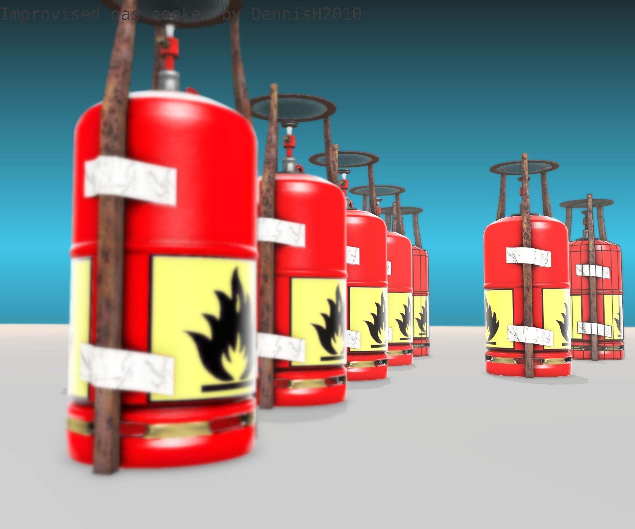 Improvised gas cooker Free low-poly 3D model_46