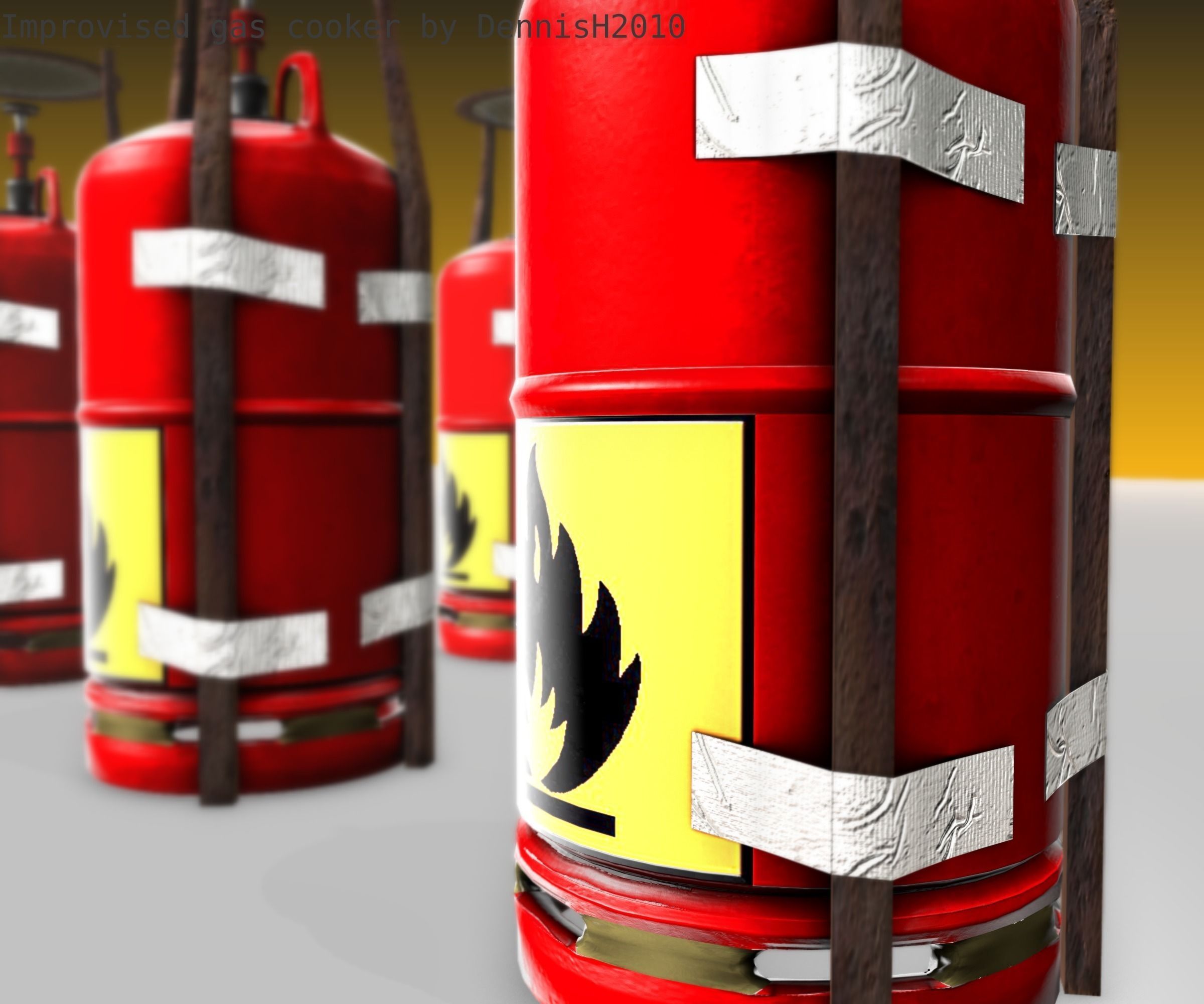 Improvised gas cooker Free low-poly 3D model_60