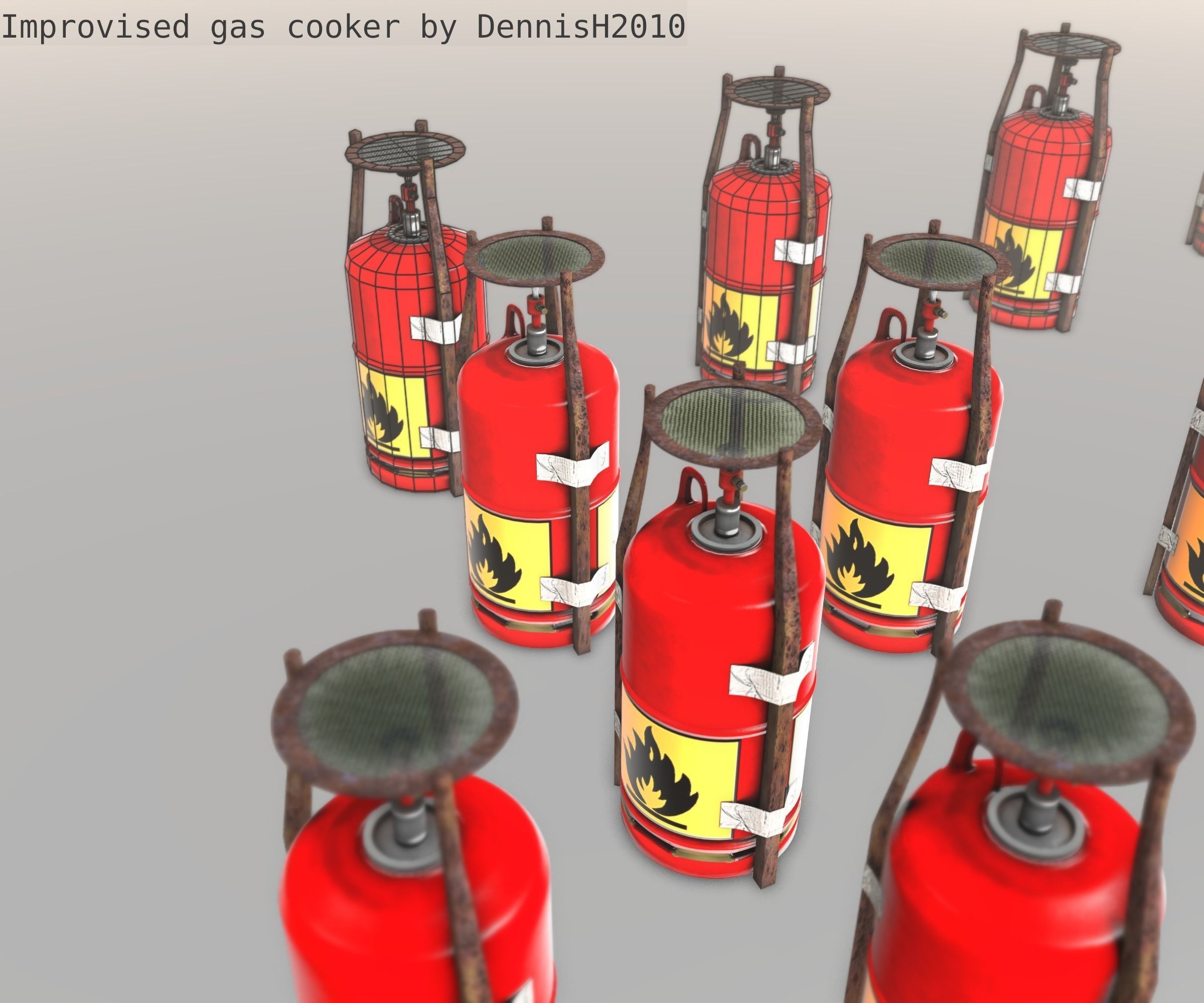 Improvised gas cooker Free low-poly 3D model_61