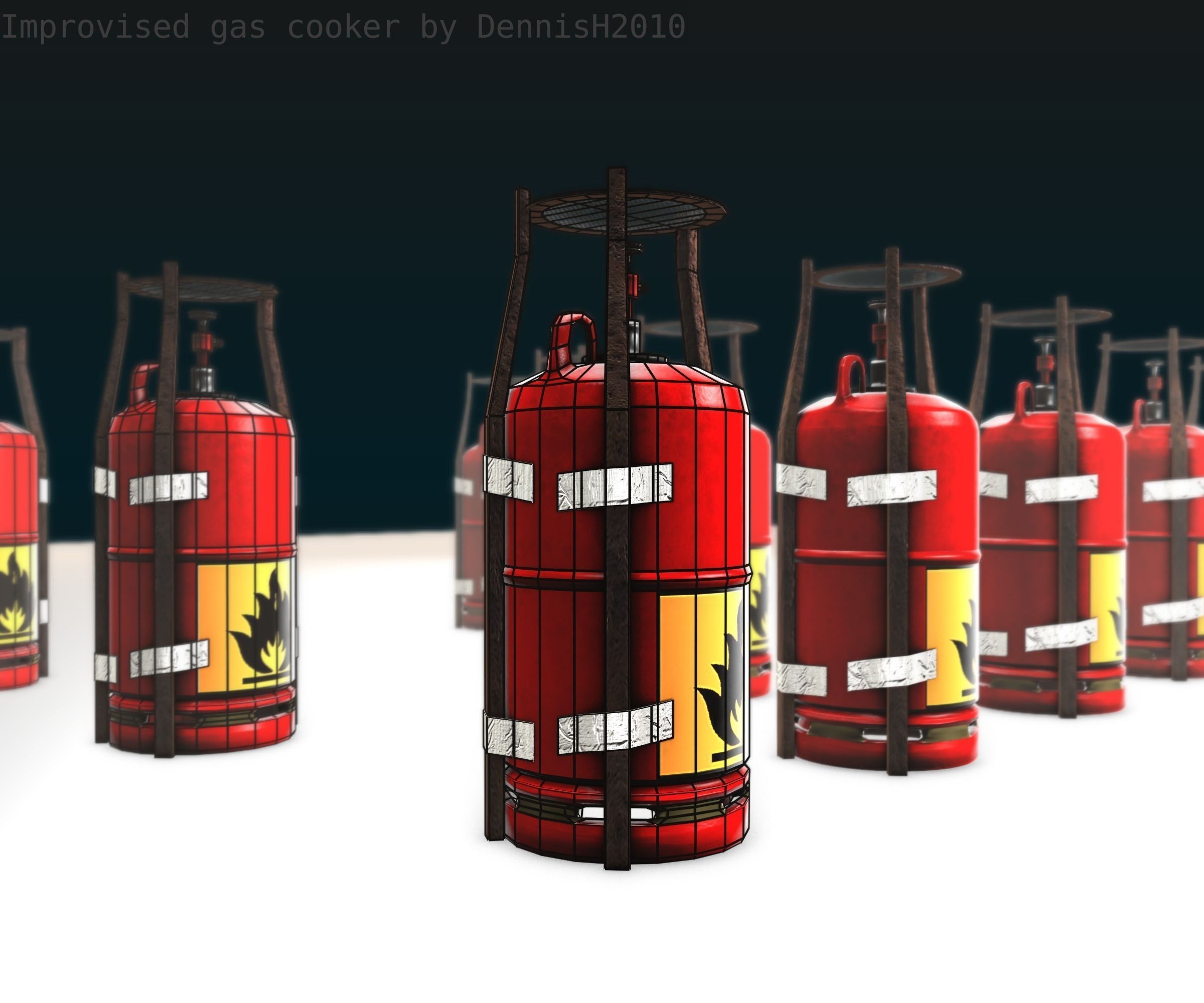 Improvised gas cooker Free low-poly 3D model_26