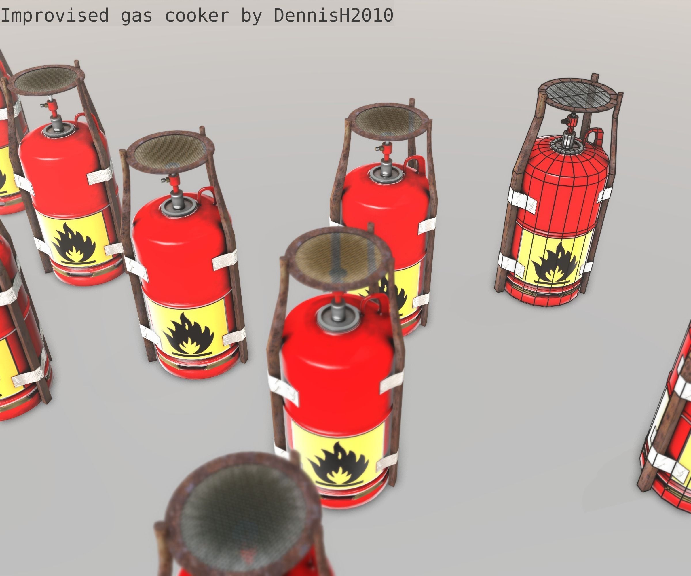 Improvised gas cooker Free low-poly 3D model_18