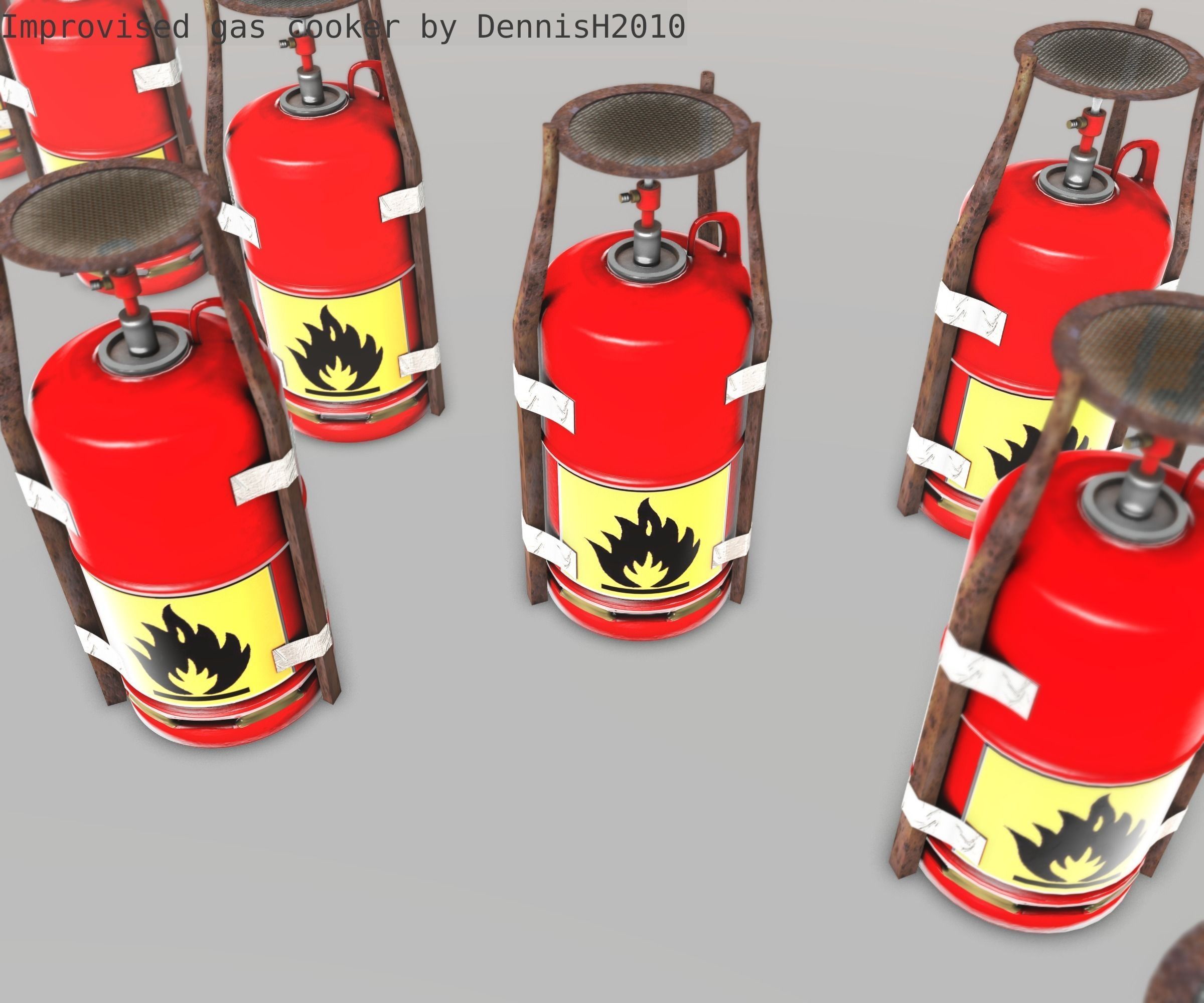 Improvised gas cooker Free low-poly 3D model_23