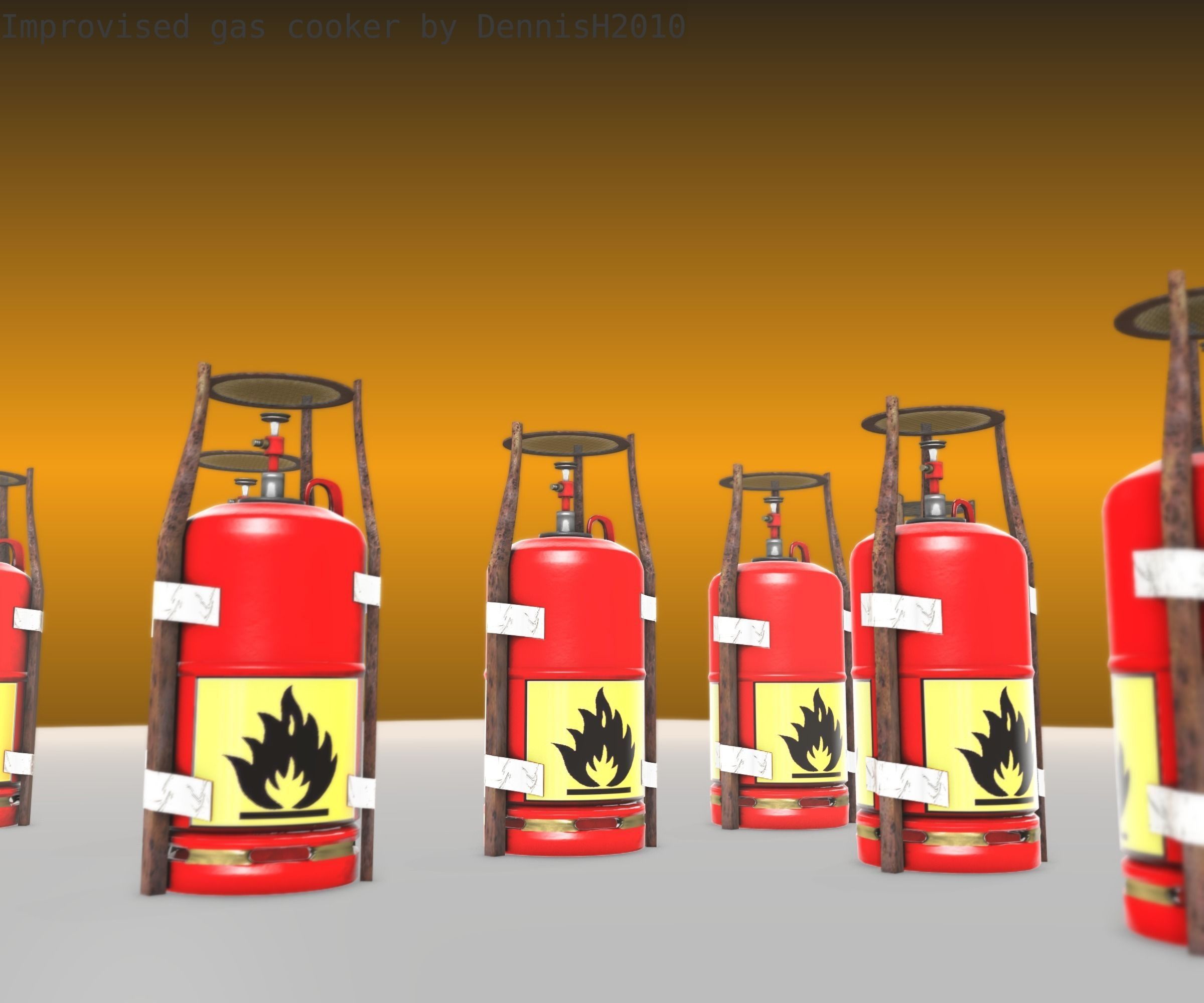 Improvised gas cooker Free low-poly 3D model_35