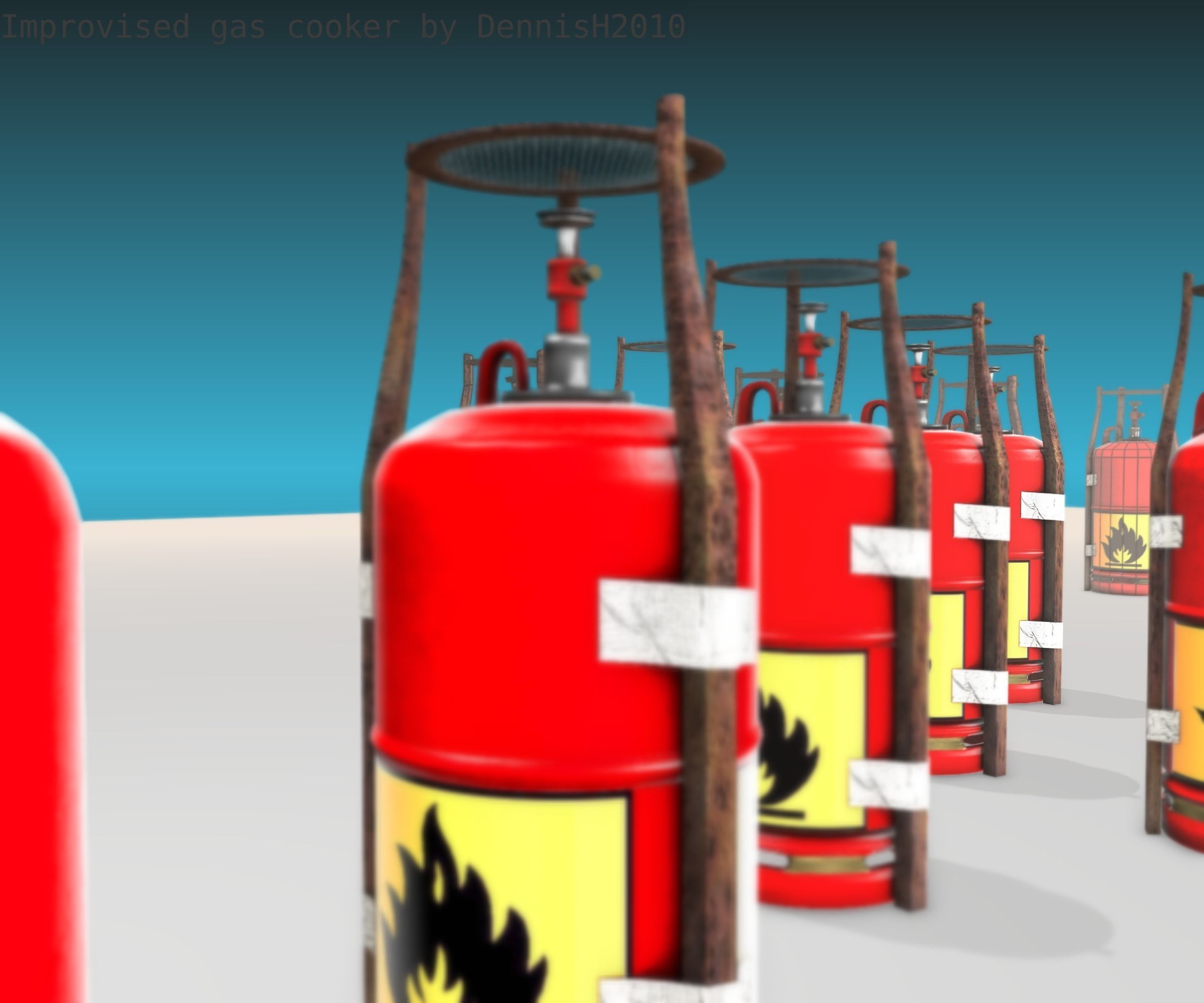 Improvised gas cooker Free low-poly 3D model_89