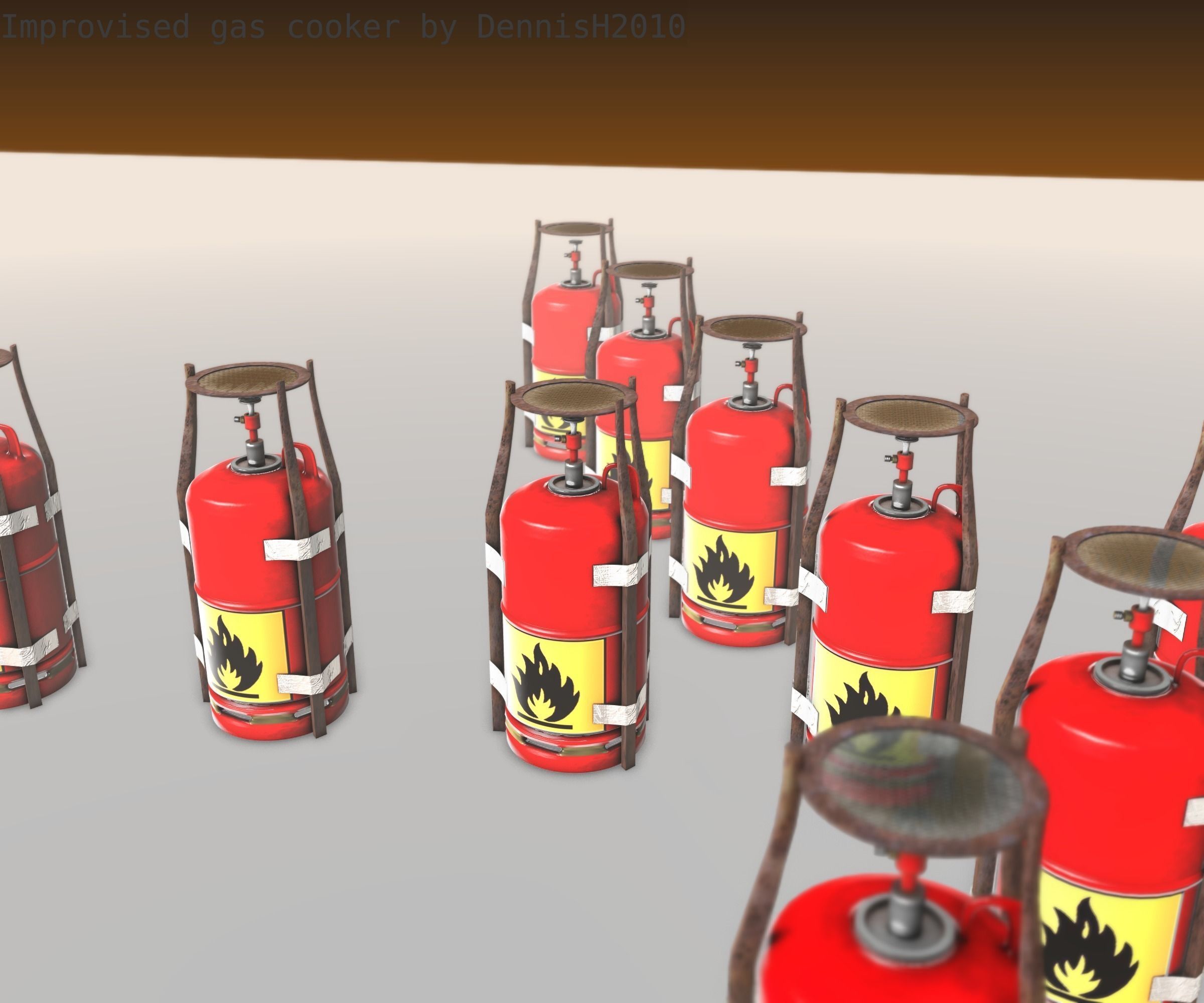 Improvised gas cooker Free low-poly 3D model_30
