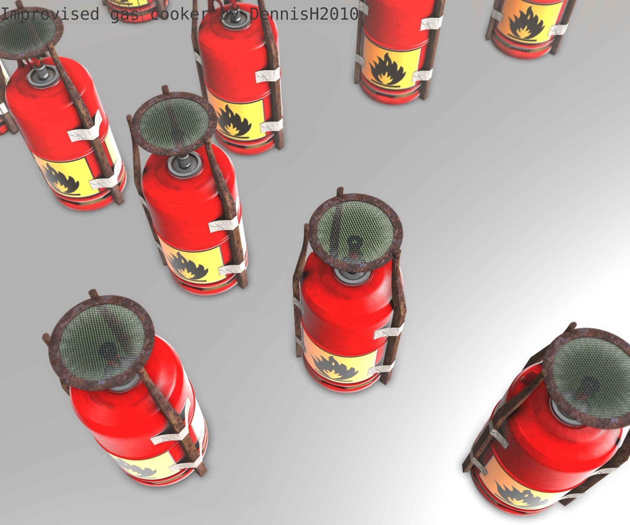Improvised gas cooker Free low-poly 3D model_96