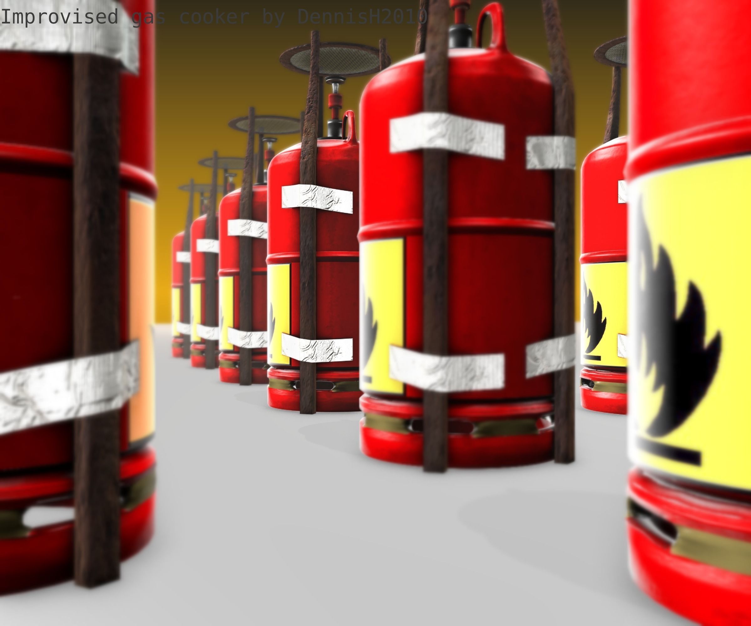 Improvised gas cooker Free low-poly 3D model_45