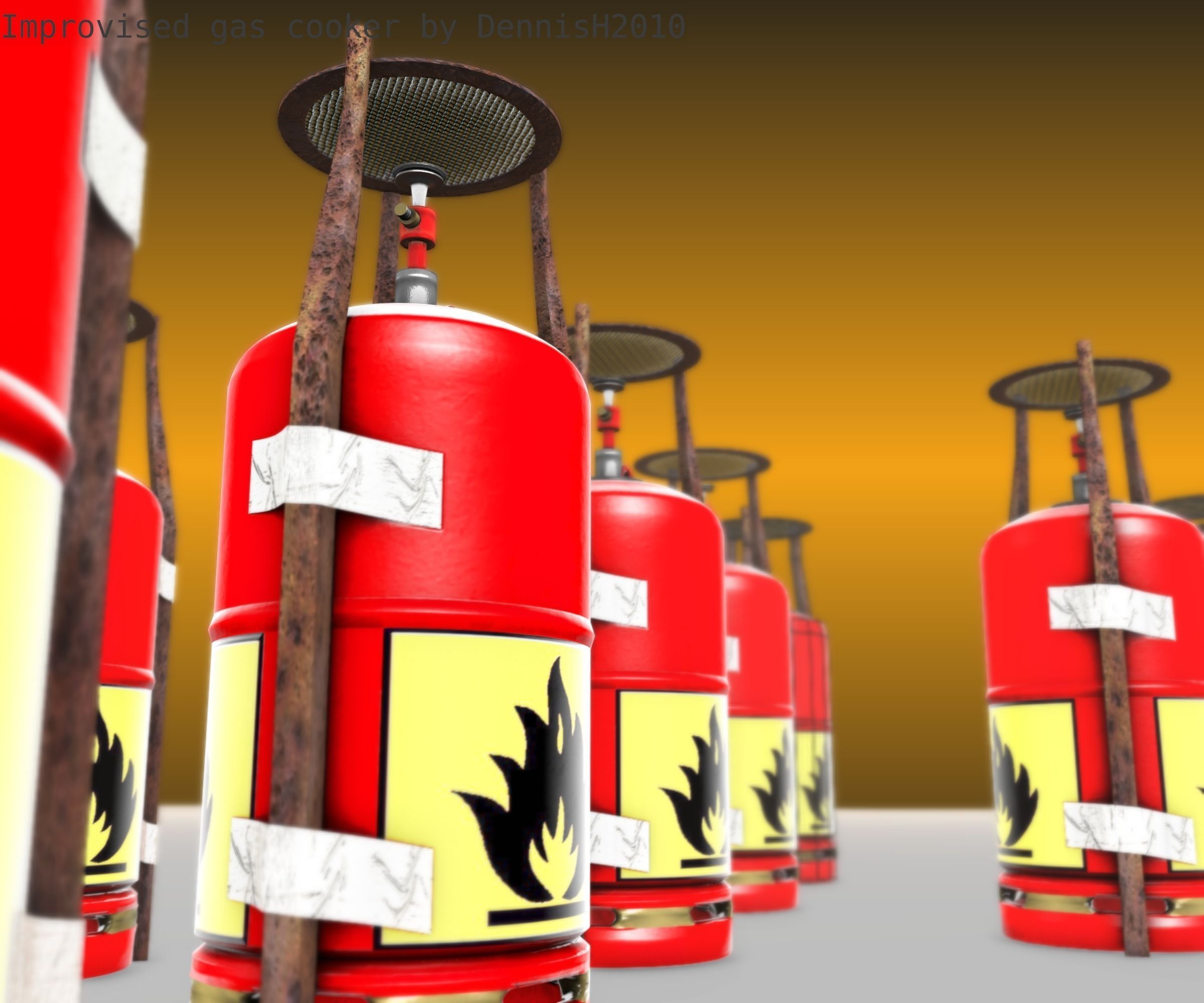 Improvised gas cooker Free low-poly 3D model_90
