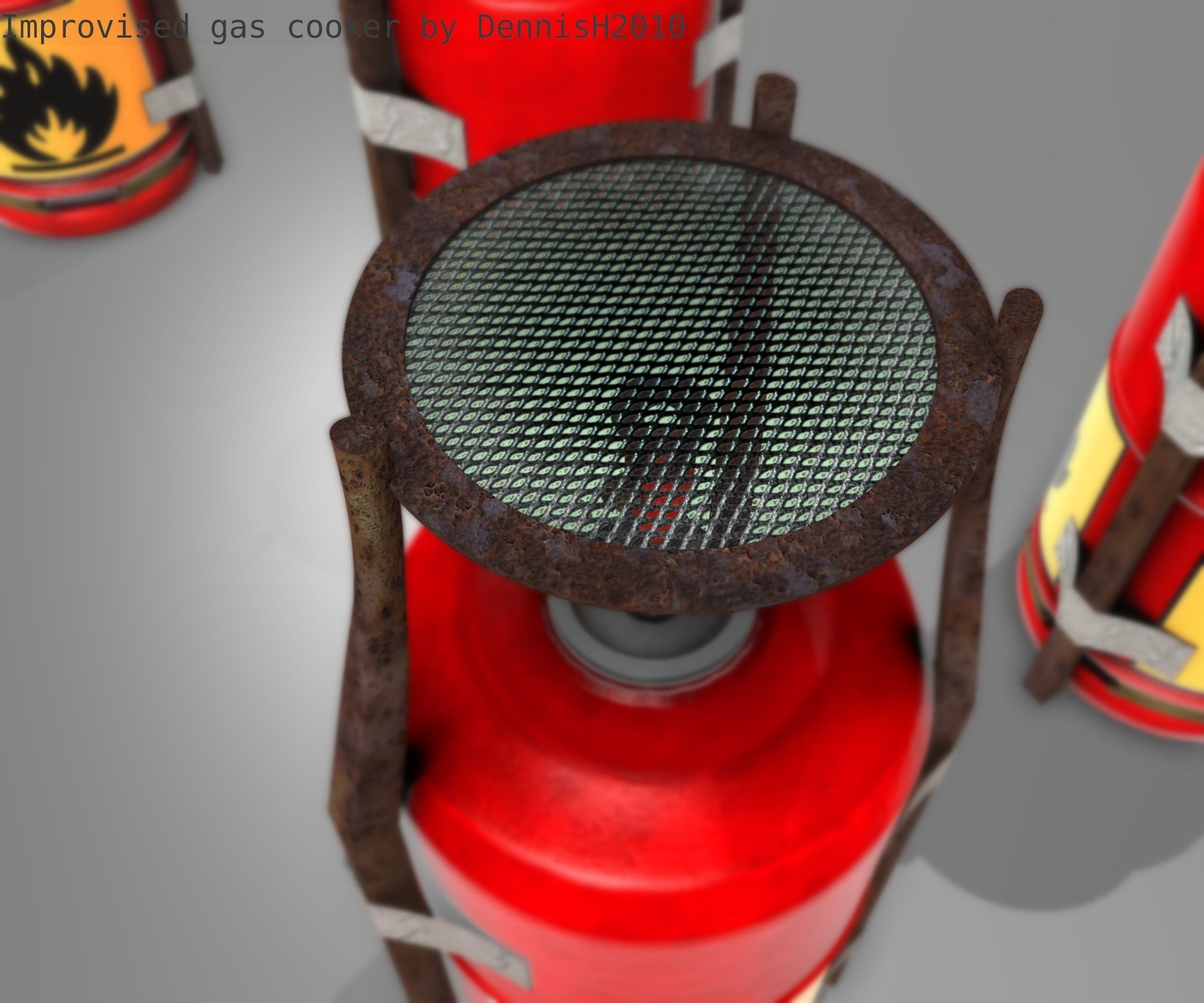 Improvised gas cooker Free low-poly 3D model_76