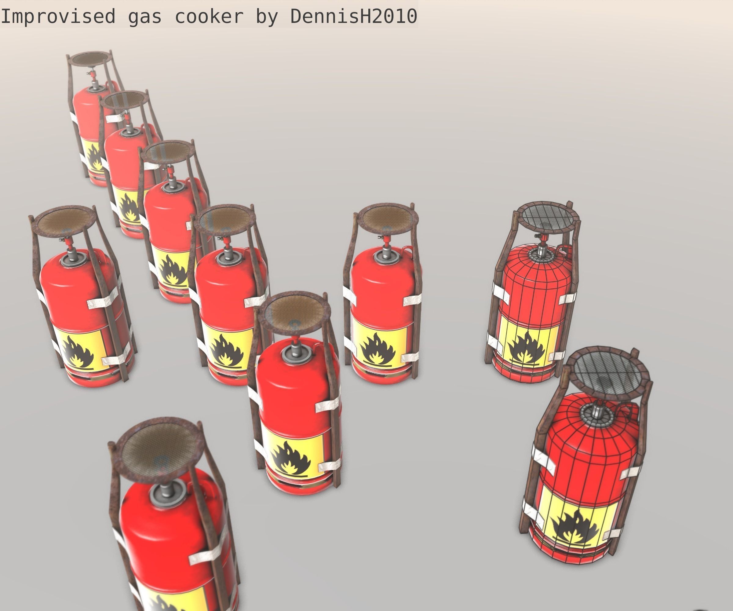 Improvised gas cooker Free low-poly 3D model_21