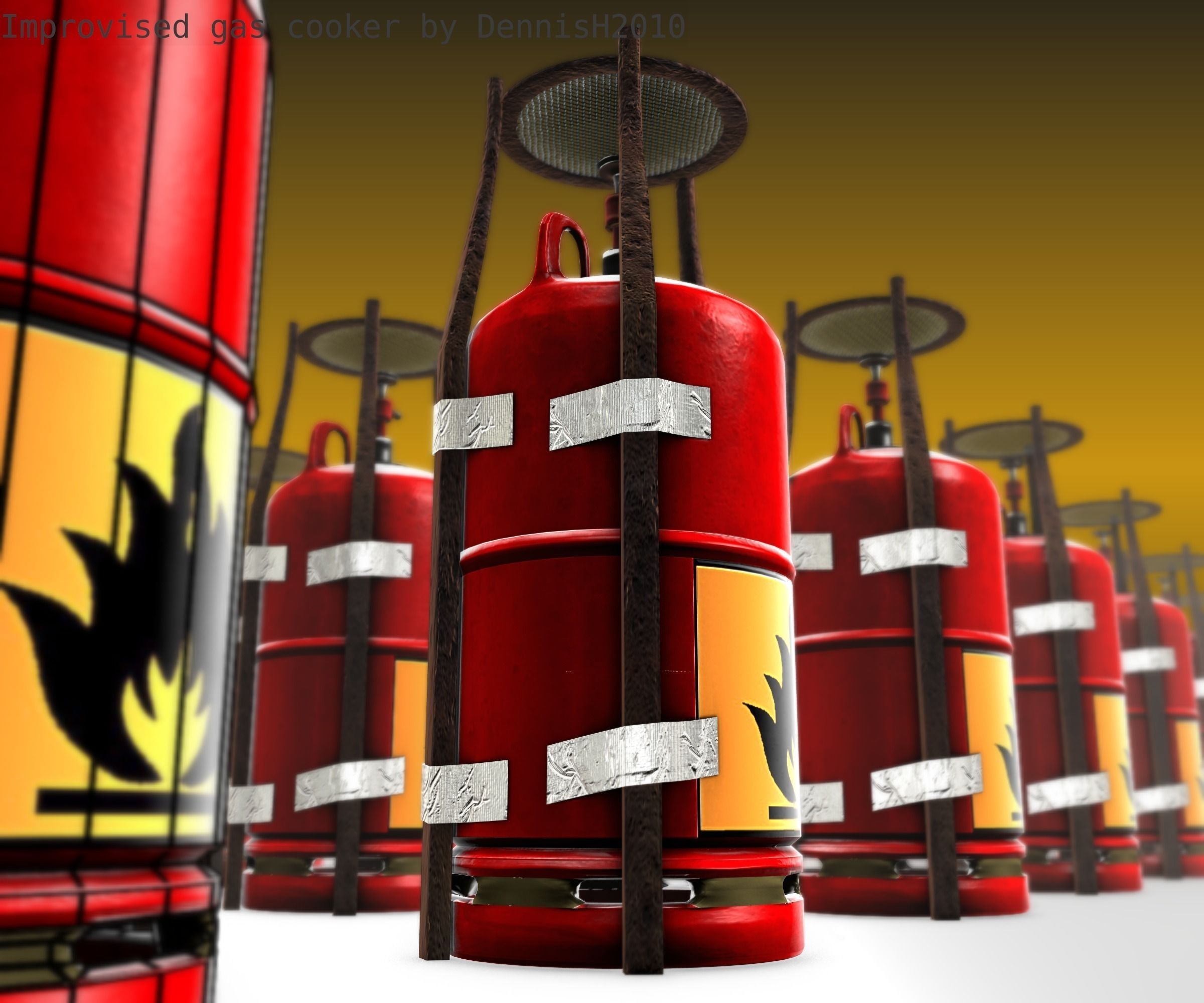 Improvised gas cooker Free low-poly 3D model_40