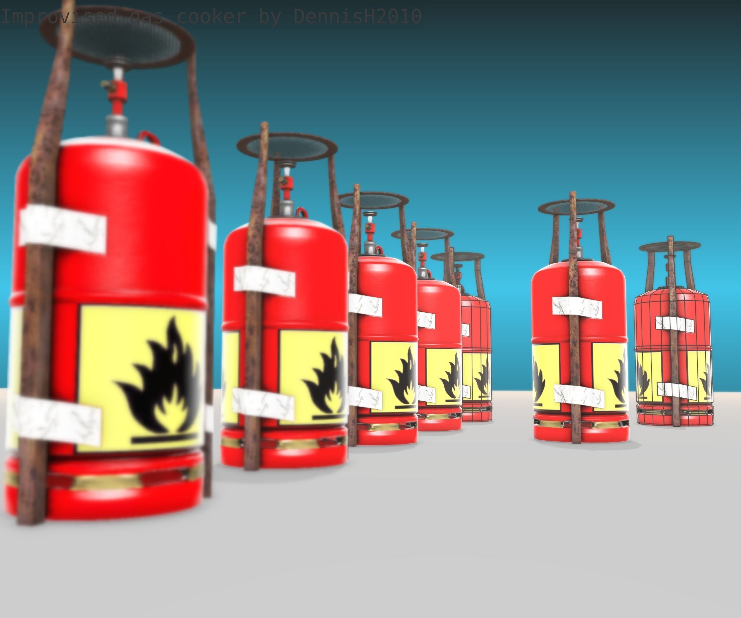 Improvised gas cooker Free low-poly 3D model_72