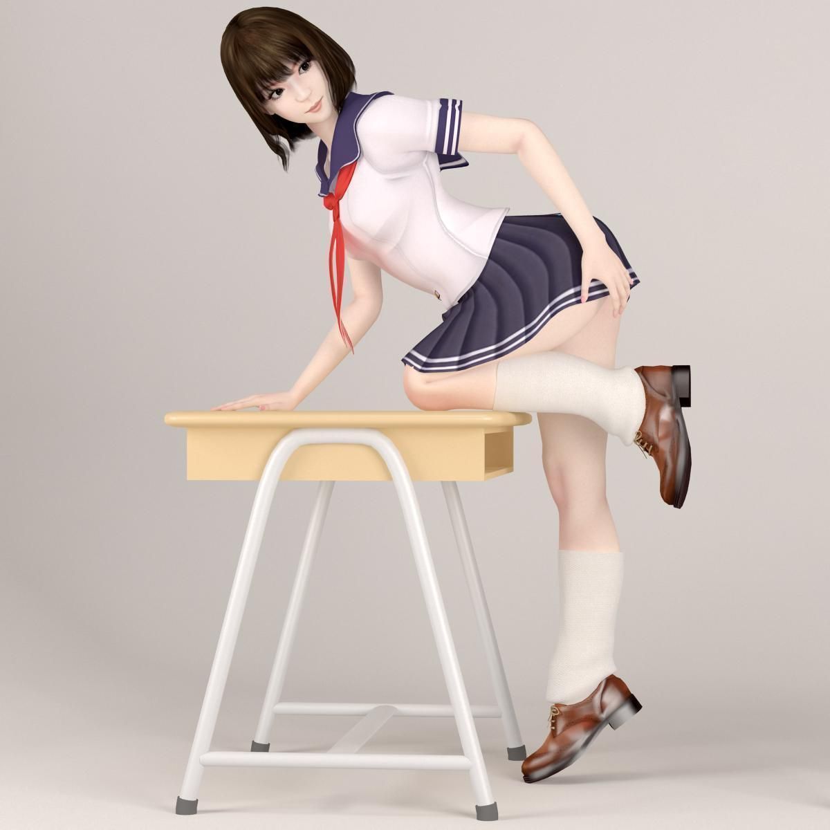 8 poses of schoolgirl Mariko 3D model_26